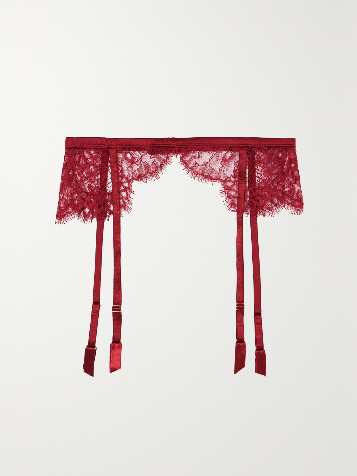 Coco de Mer Astrantia Satin-trimmed Scalloped Leavers Lace Suspender Belt