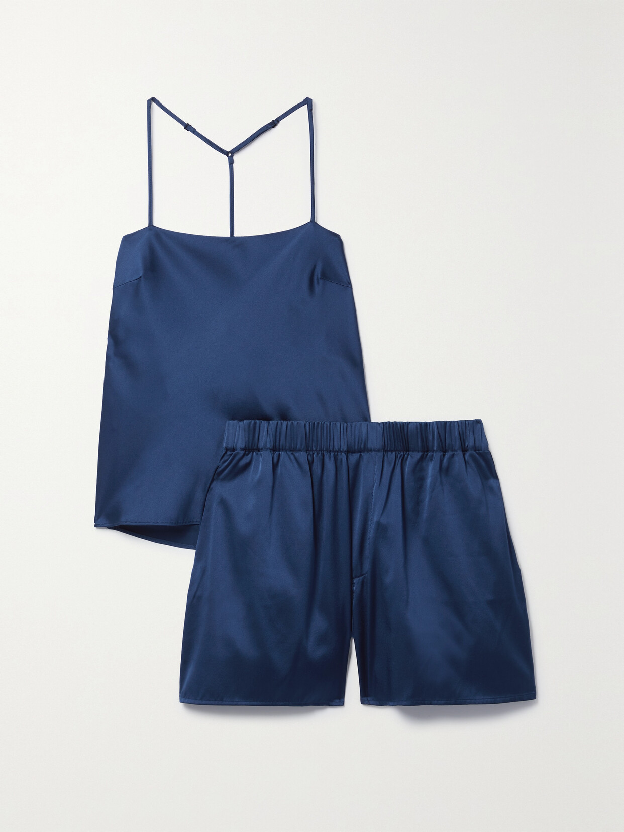 Skin Tayla Tait Stretch-silk Satin Pajama Set In Blue