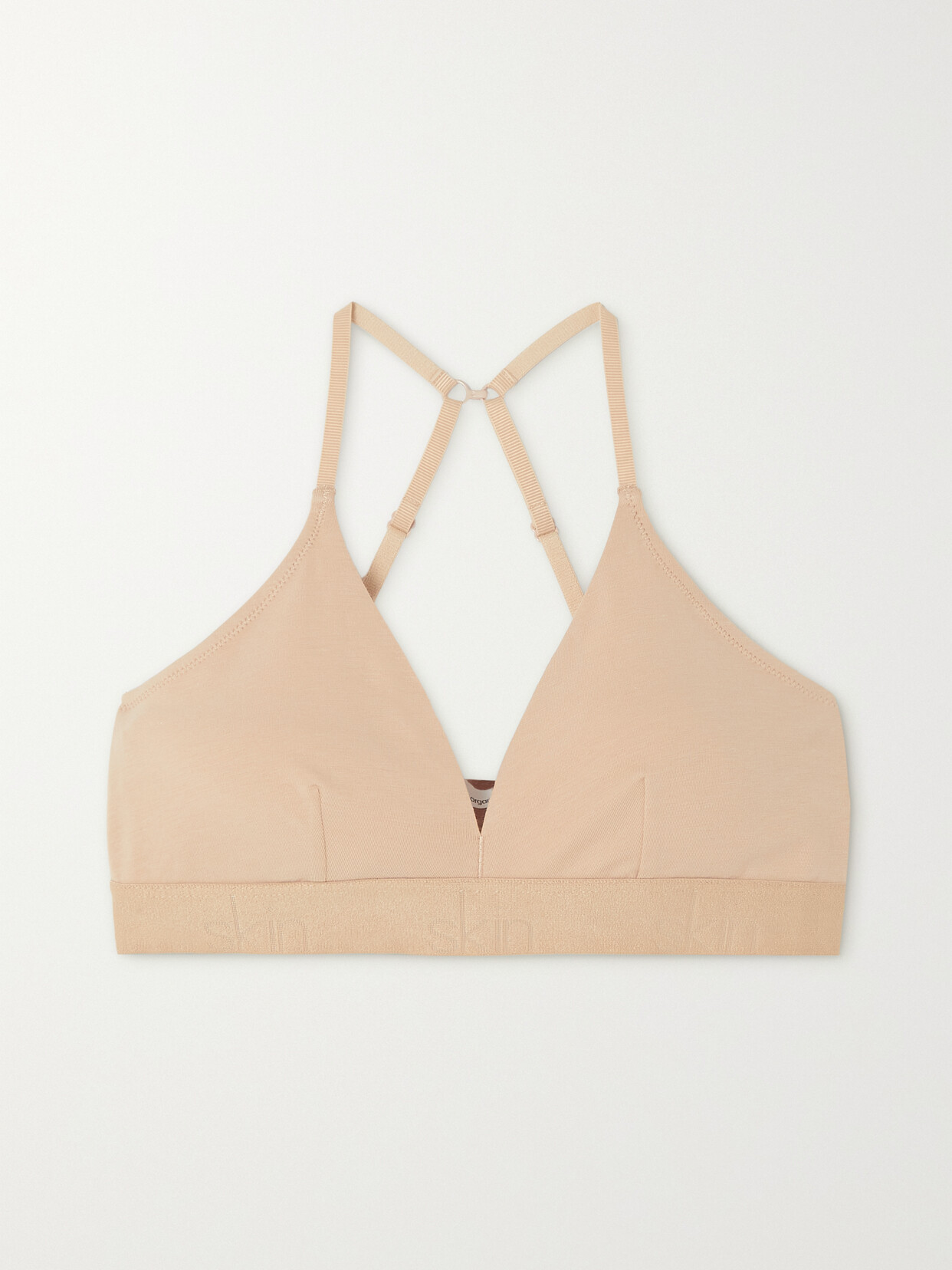 Skin - + Net Sustain Hadlee Stretch Organic Pima Cotton Soft-cup Triangle Bra - Neutrals