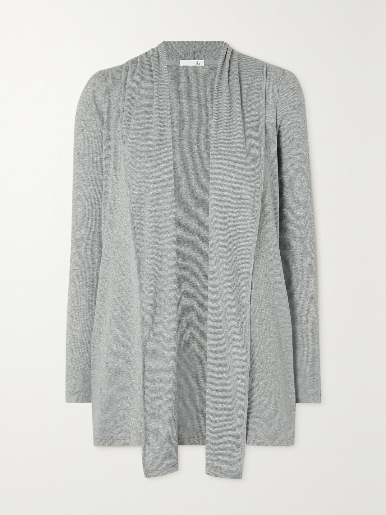 Skin - Raiya Ribbed Pima Cotton-jersey Cardigan - Gray