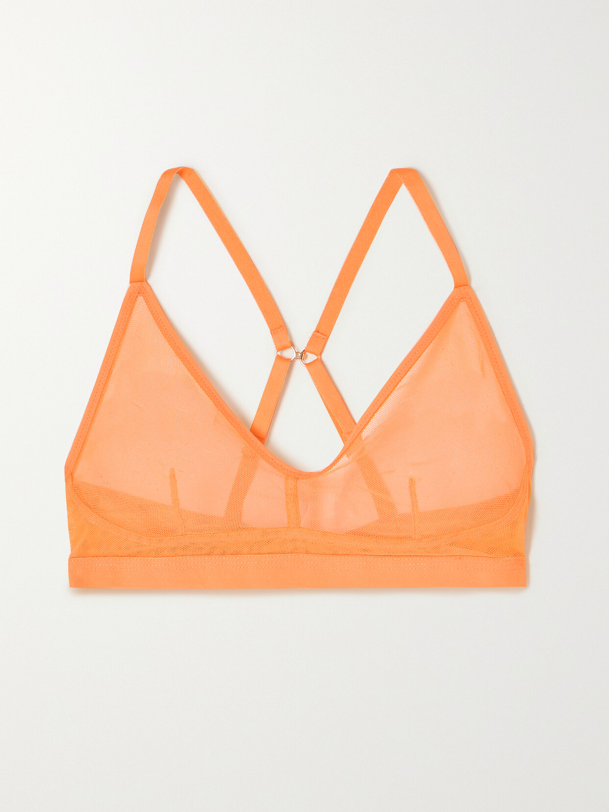 Skin - Ophelia Stretch Jersey-trimmed Cotton-tulle Soft-cup Bra - Orange