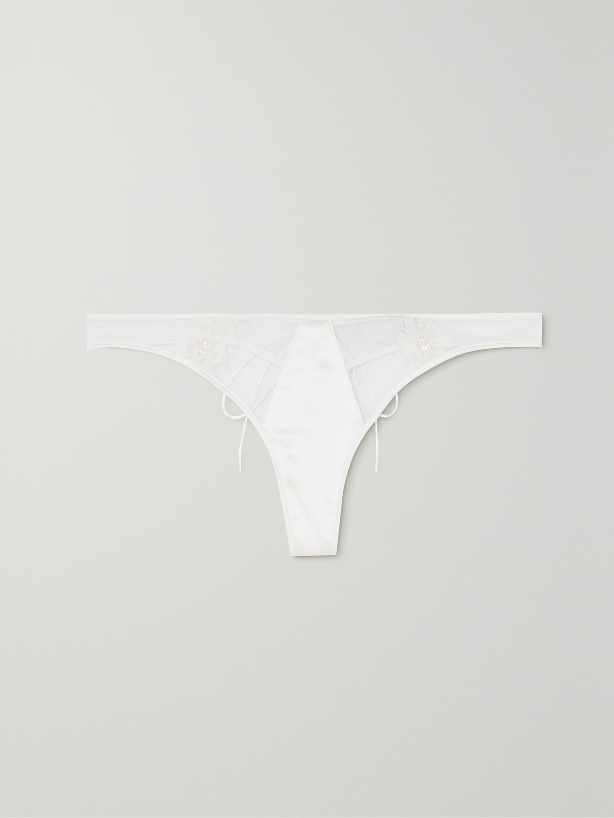 Kiki de Montparnasse Tresor Stretch-lace Thong - Ivory