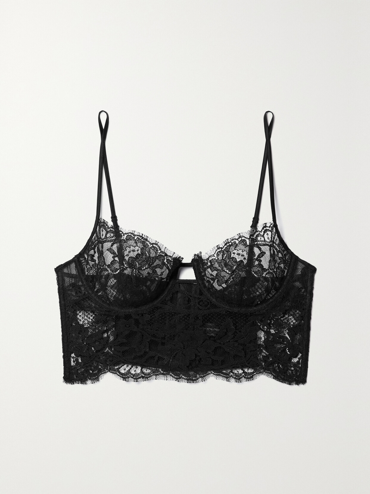 Kiki de Montparnasse - Camille Satin-trimmed Lace Soft-cup Balconette Bra - Black