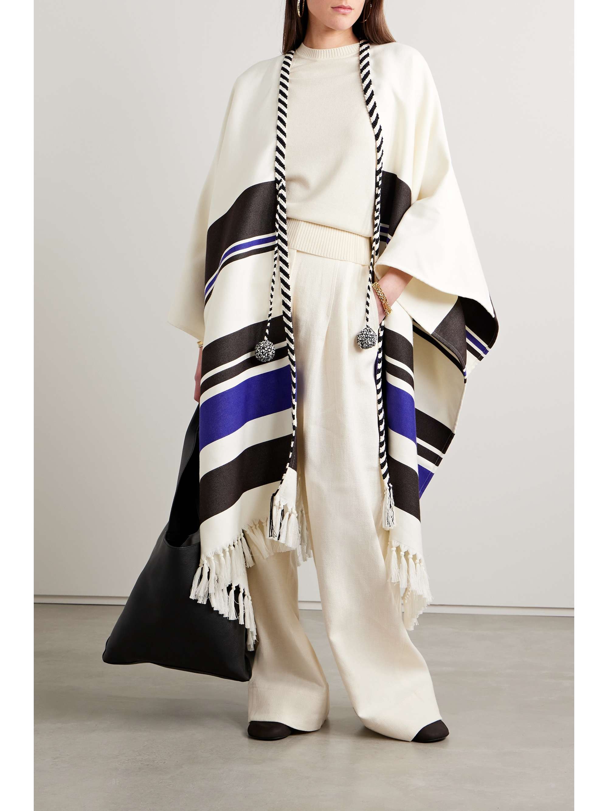 LORO PIANA Selene tasseled striped cotton wrap | NET-A-PORTER