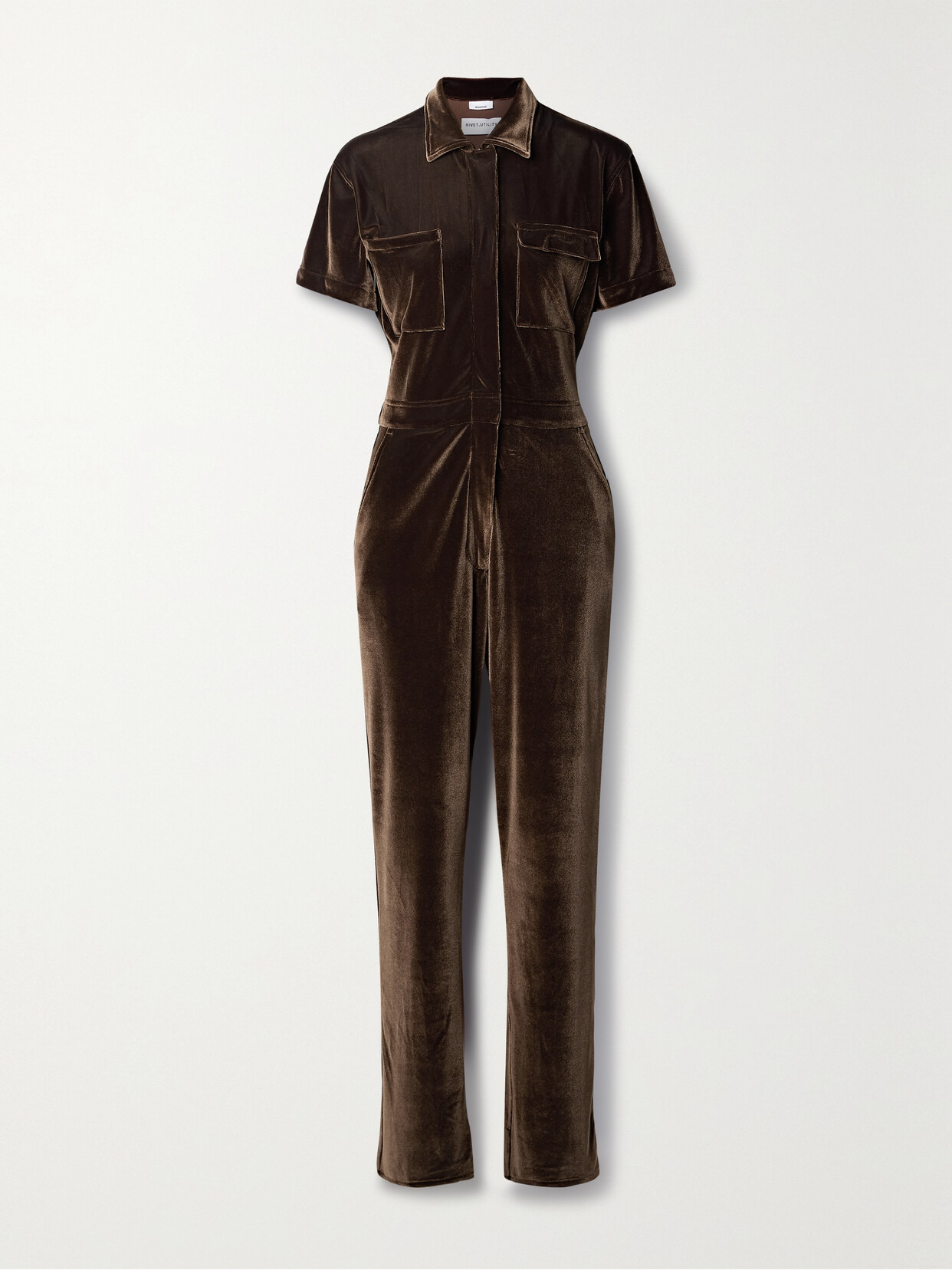 Rivet Utility - + Net Sustain Worker Velvet Jumpsuit - Brown