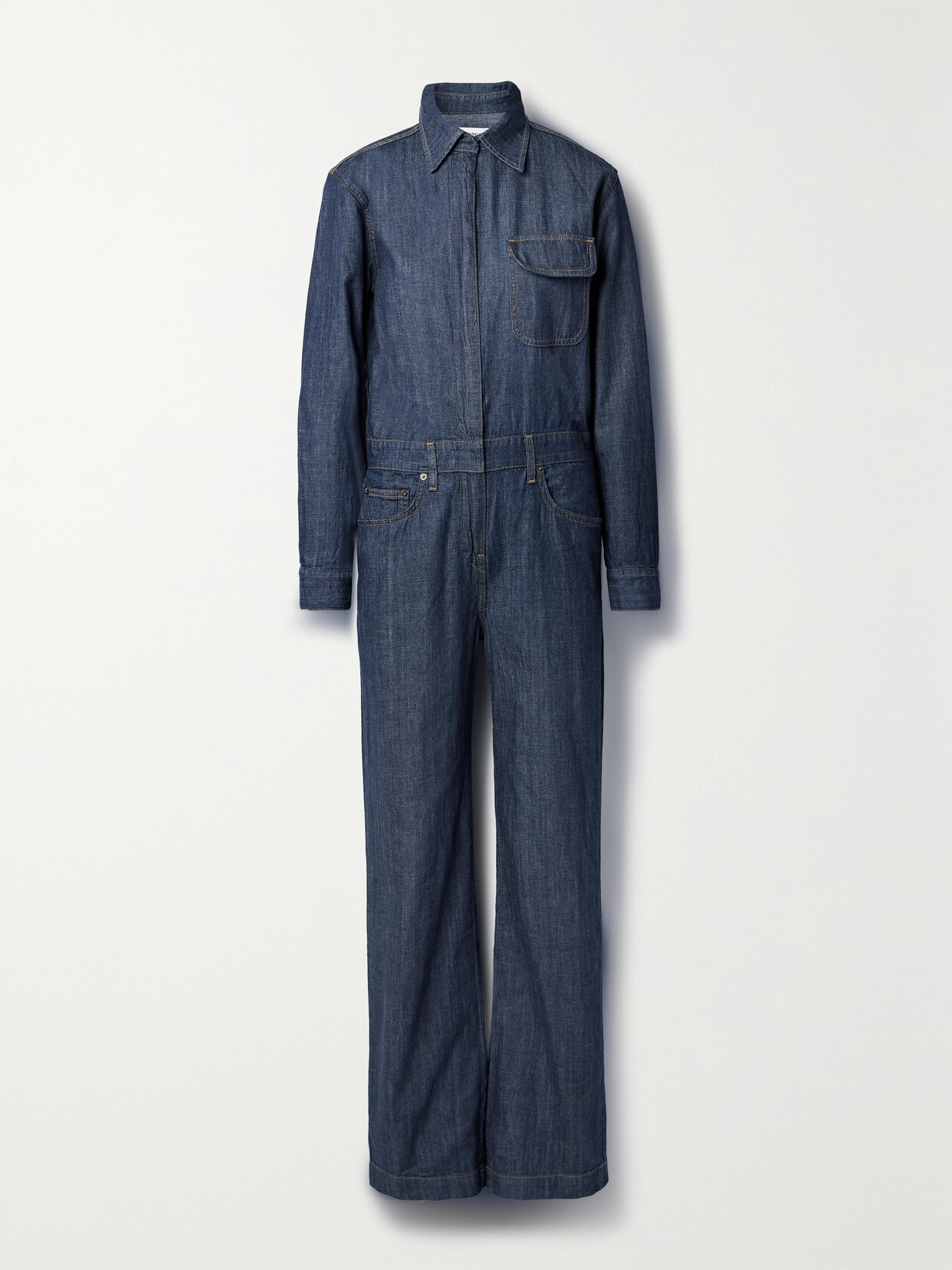 Rivet Utility Boyfriend Denim Jumpsuit In Blue