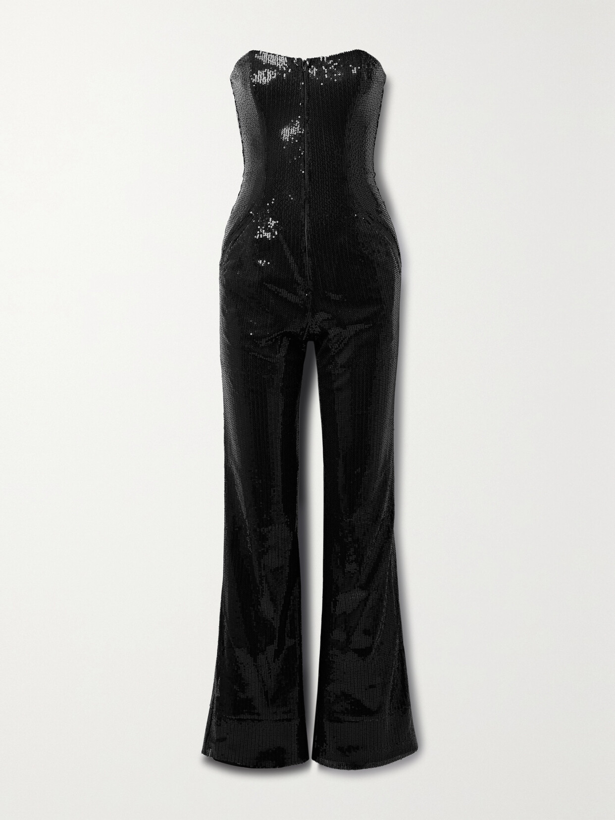 Shop Rivet Utility + Net Sustain Showstopper Strapless Sequined Tulle Jumpsuit In Black