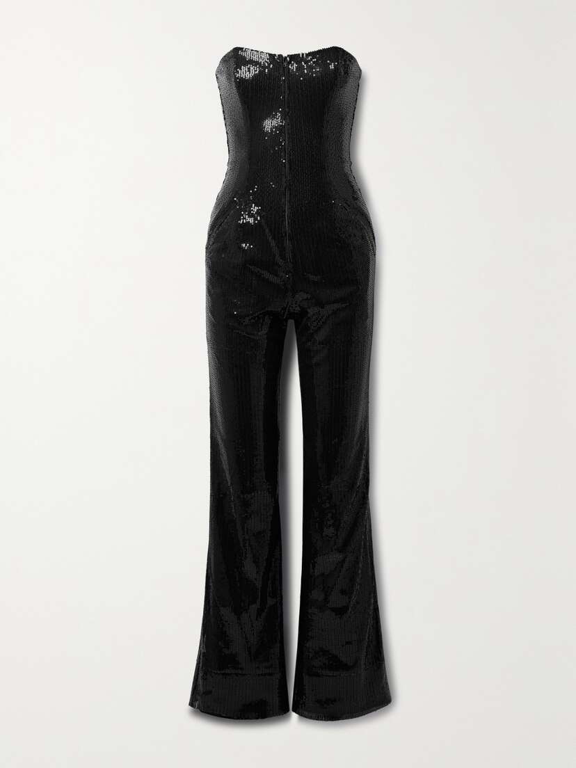 Rivet Utility + Net Sustain Showstopper Strapless Sequined Tulle Jumpsuit