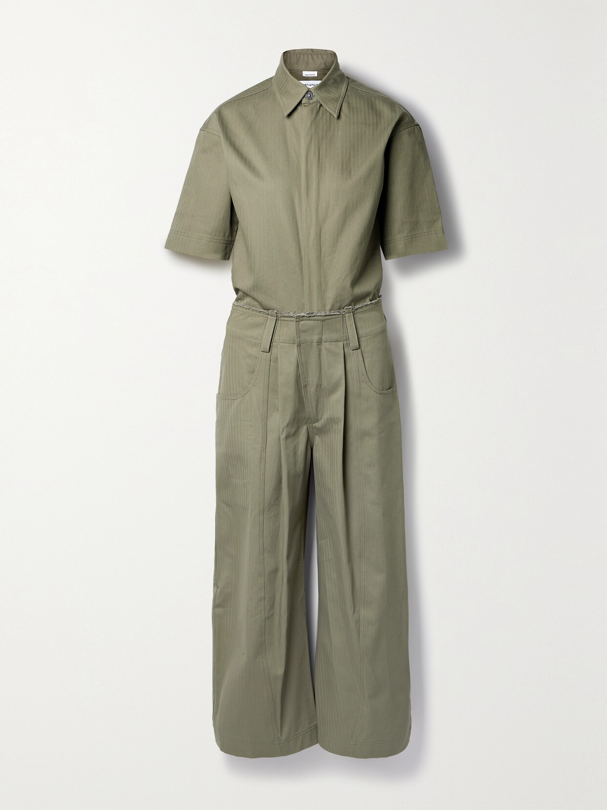 Rivet Utility - + Net Sustain New Yorker Distressed Herringbone Cotton-canvas Jumpsuit - Green