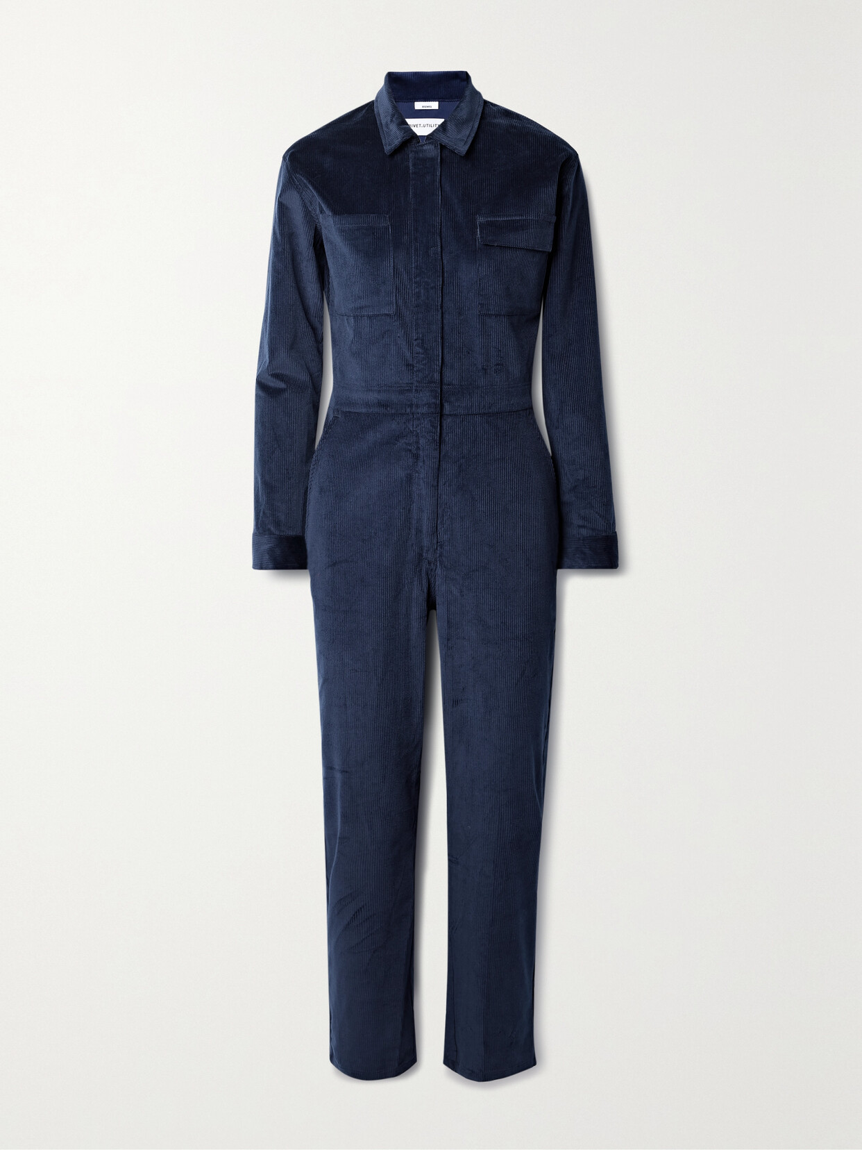 Shop Rivet Utility + Net Sustain Bigwig Cropped Cotton-blend Corduroy Jumpsuit In Blue