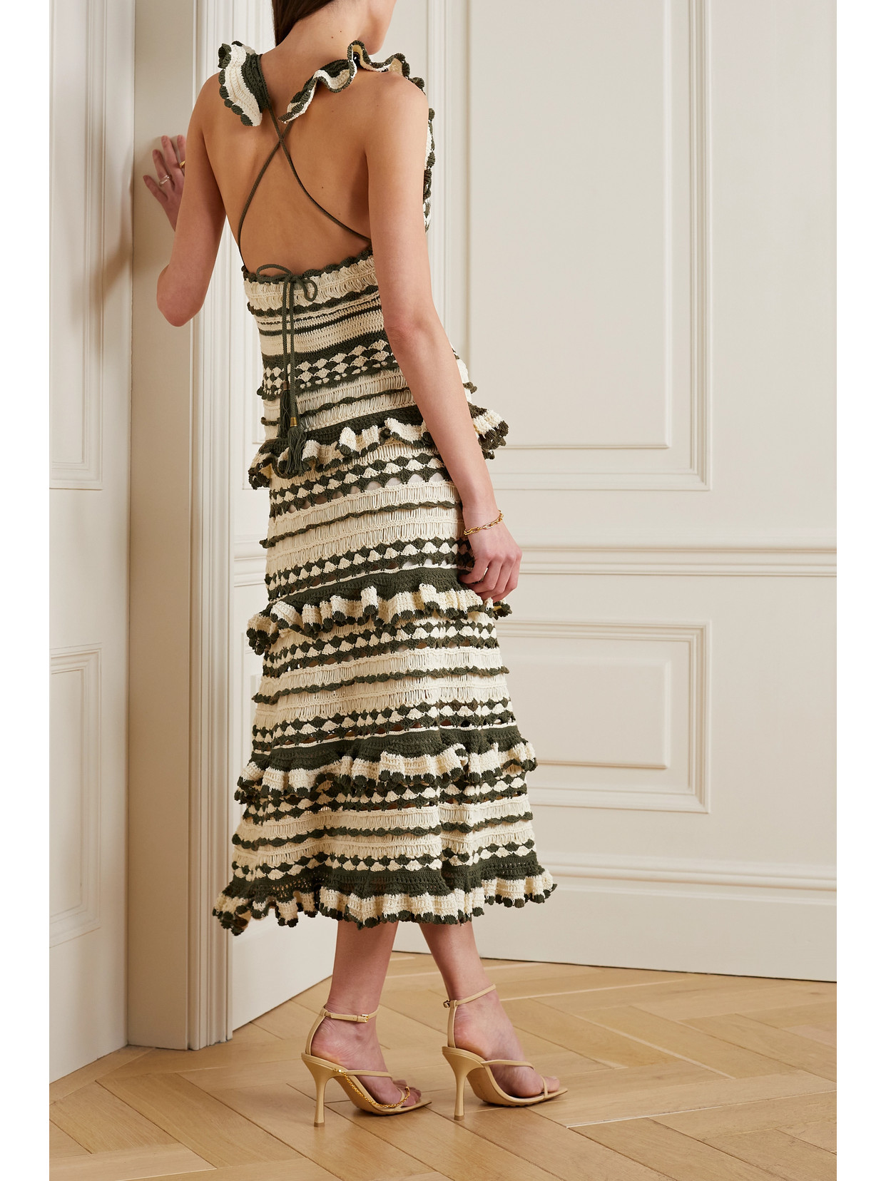 Zimmermann Devi Crochet Cotton Midi Dress In Green ModeSens