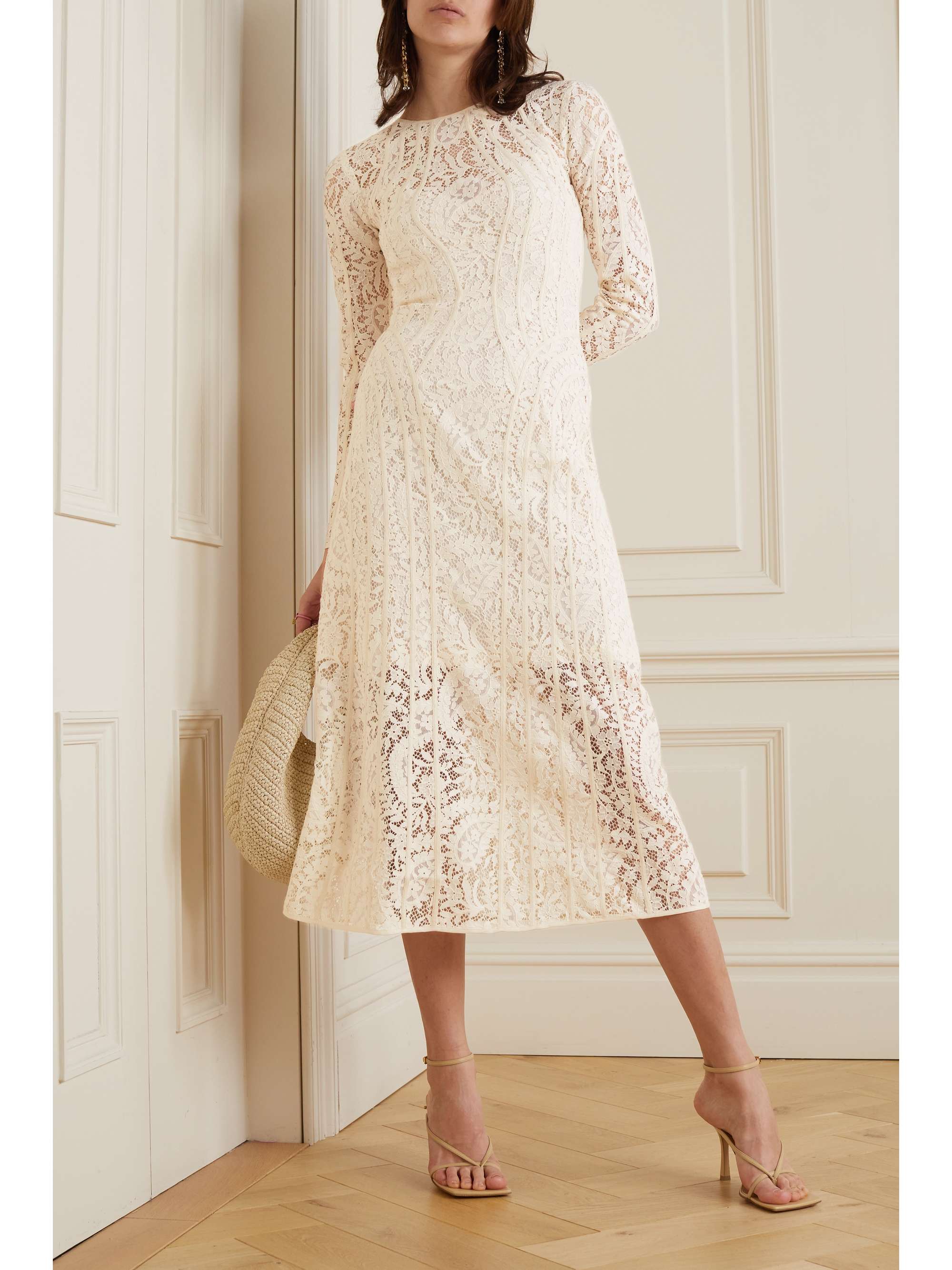 ZIMMERMANN Devi cotton-blend guipure lace midi dress