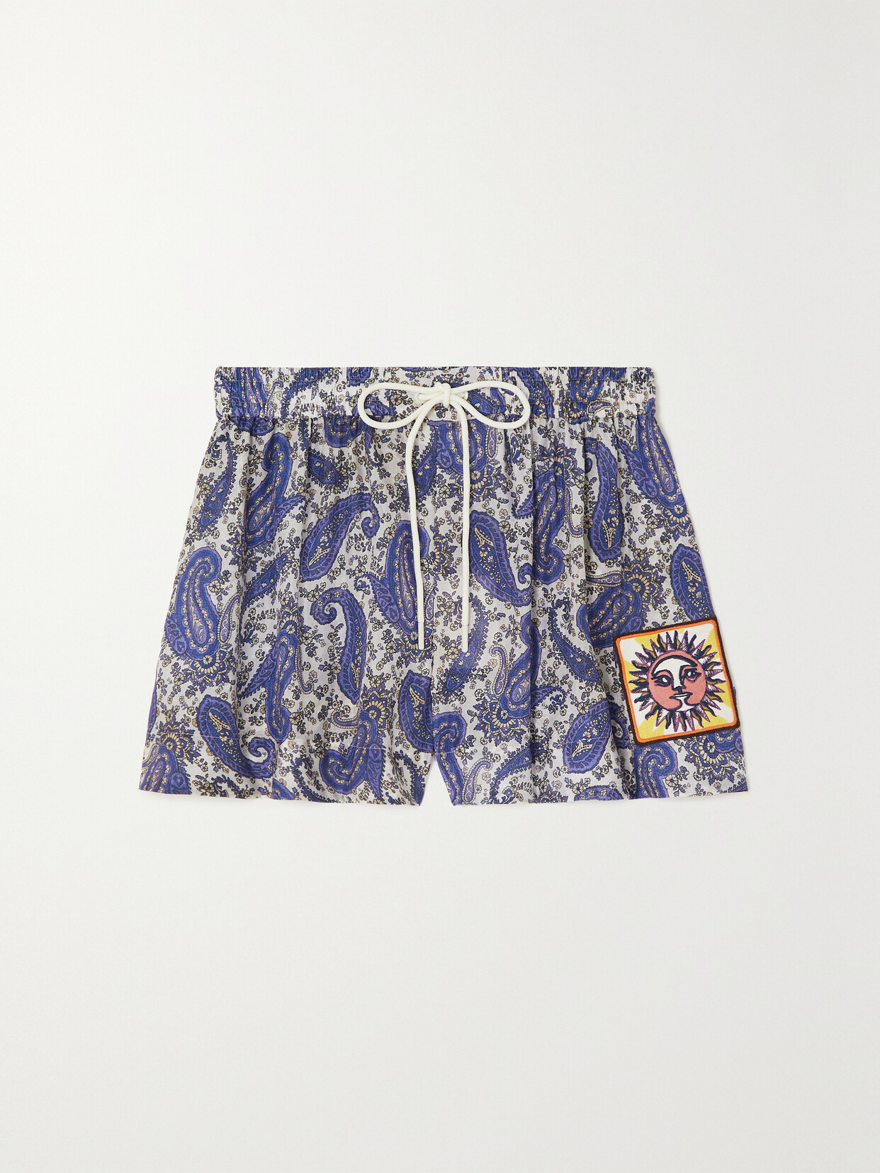 Zimmermann - Devi Appliquéd Paisley-print Silk Shorts - Blue