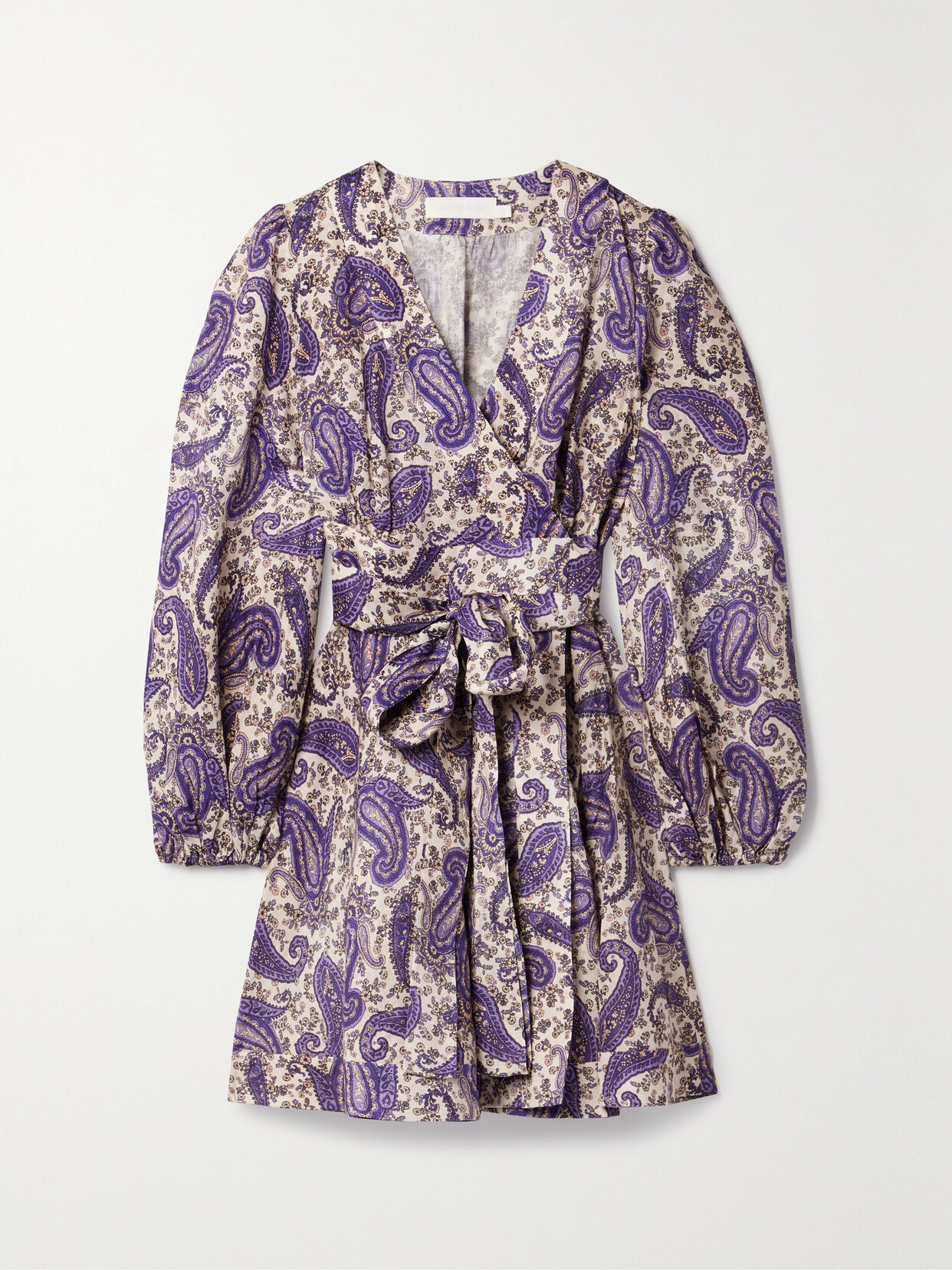 ZIMMERMANN DEVI PAISLEY-PRINT LINEN MINI WRAP DRESS