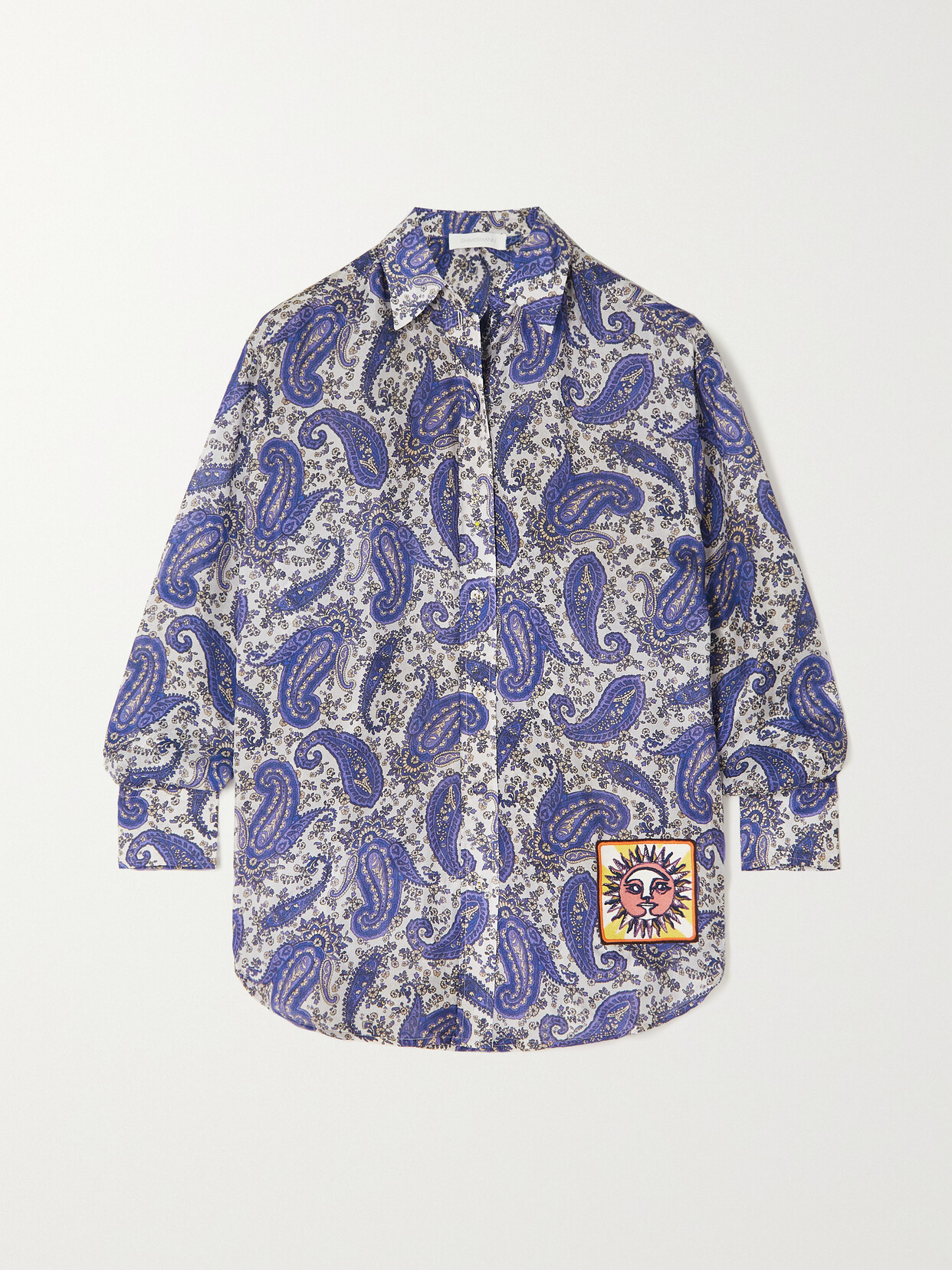 ZIMMERMANN DEVI APPLIQUÉD PAISLEY-PRINT SILK SHIRT