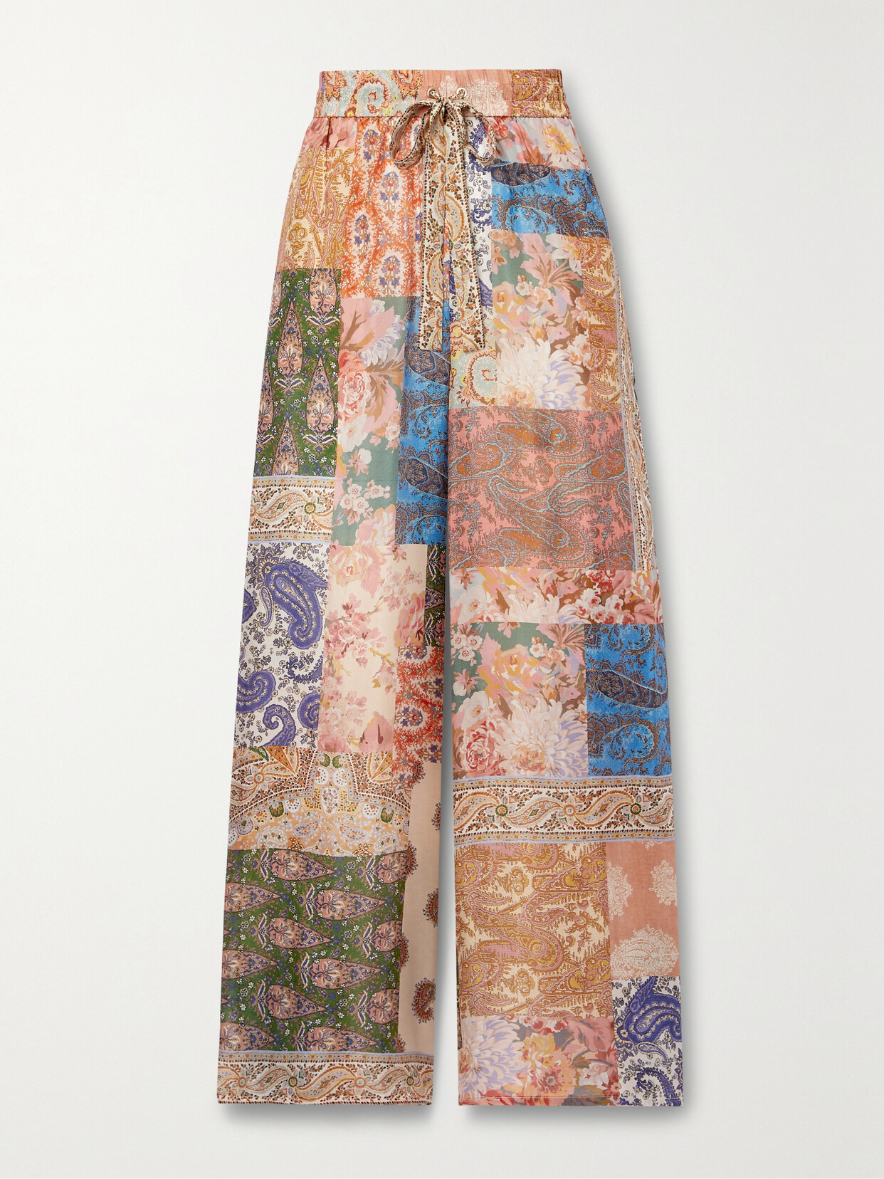 Zimmermann Paisley-print Devi Wide-leg Pants In Neutrals