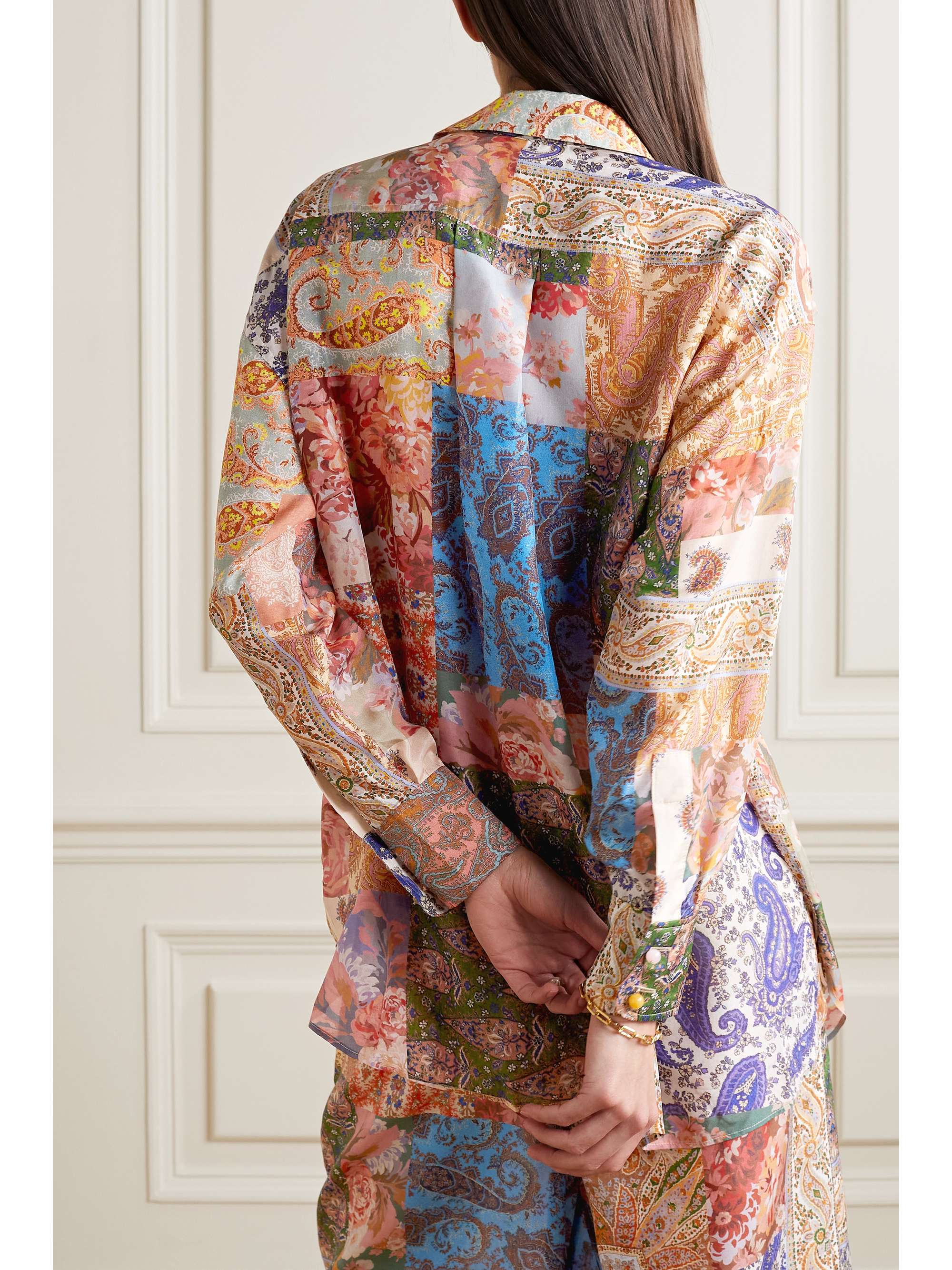 ZIMMERMANN Davi patchwork paisley-print silk shirt