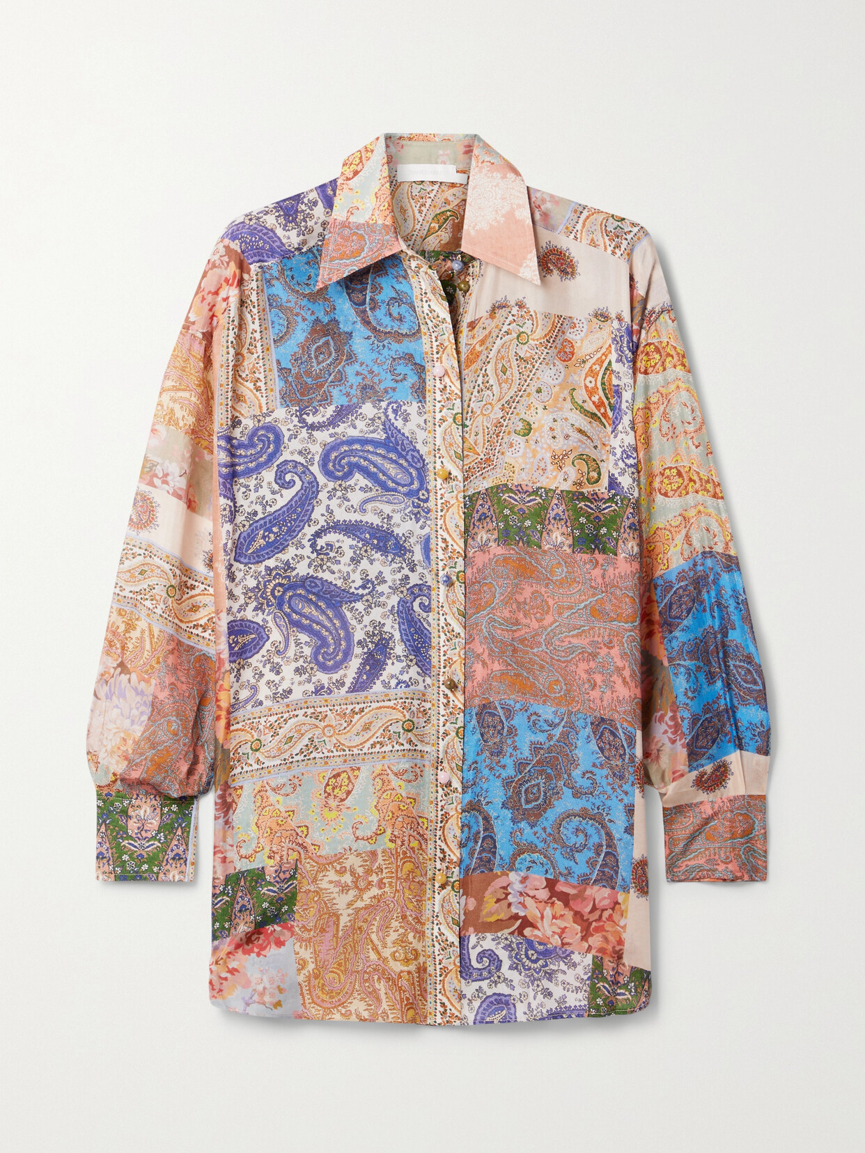 Zimmermann - Davi Patchwork Paisley-print Silk Shirt - Pink