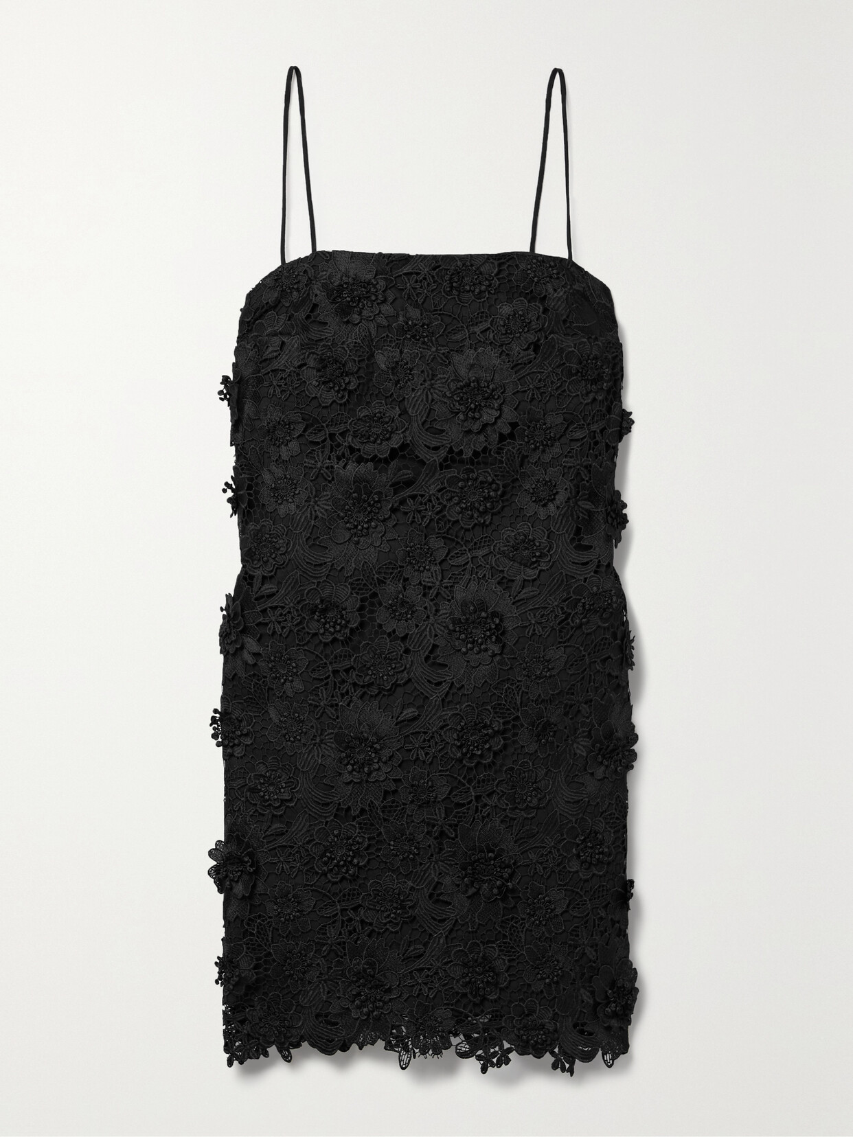 Zimmermann Raie Lace Flower Mini Dress In Black In Black