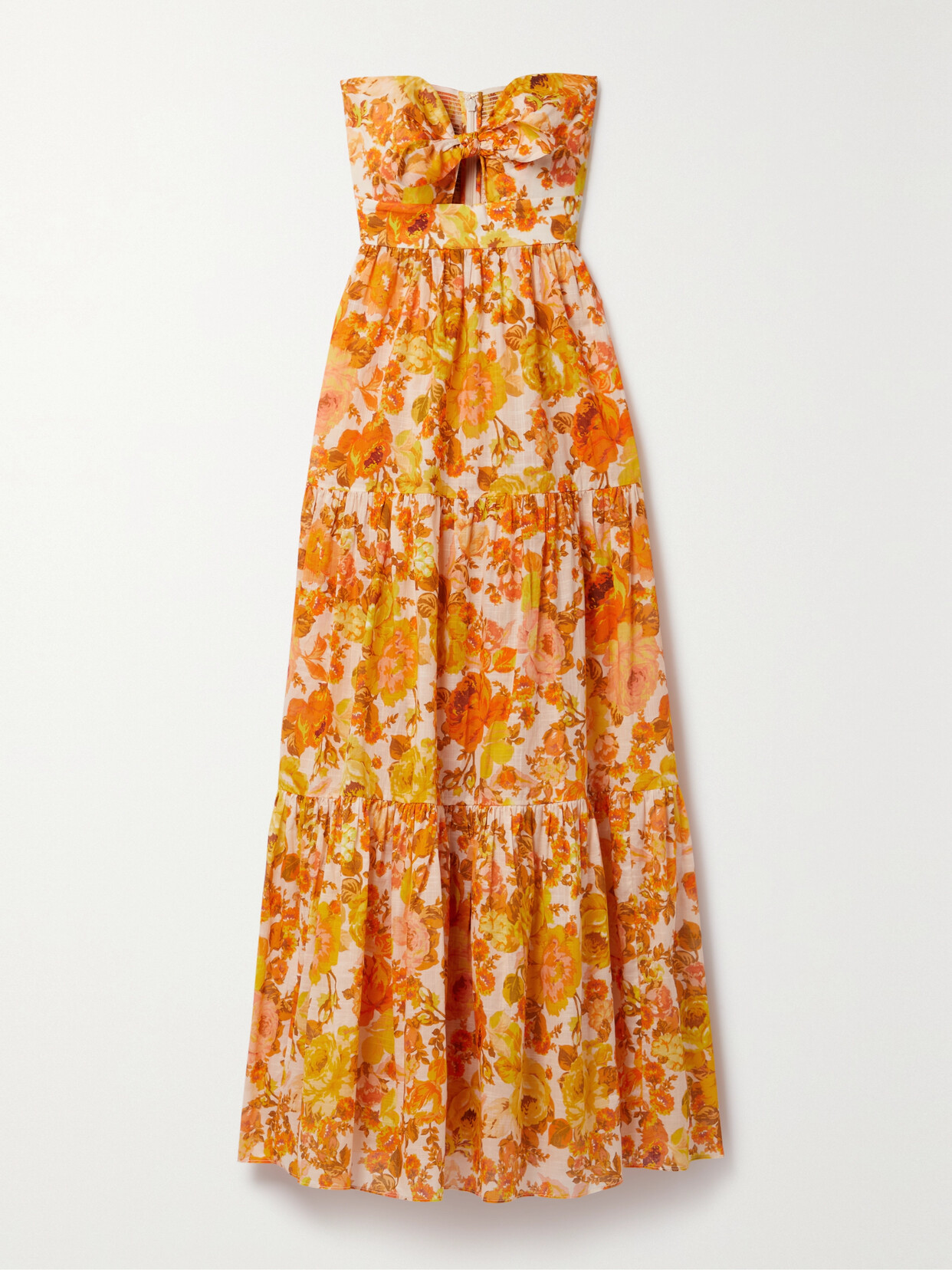 Zimmermann Orange Raie Floral Print Cotton Dress ModeSens