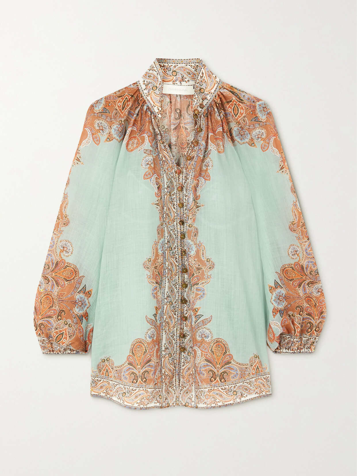 Zimmermann - Devi Paisley-print Ramie Blouse - Blue