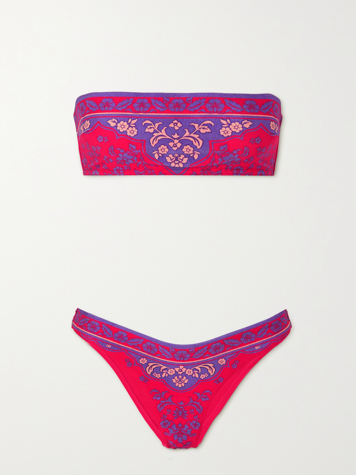 Zimmermann - Raie Printed Bandeau Bikini - Purple