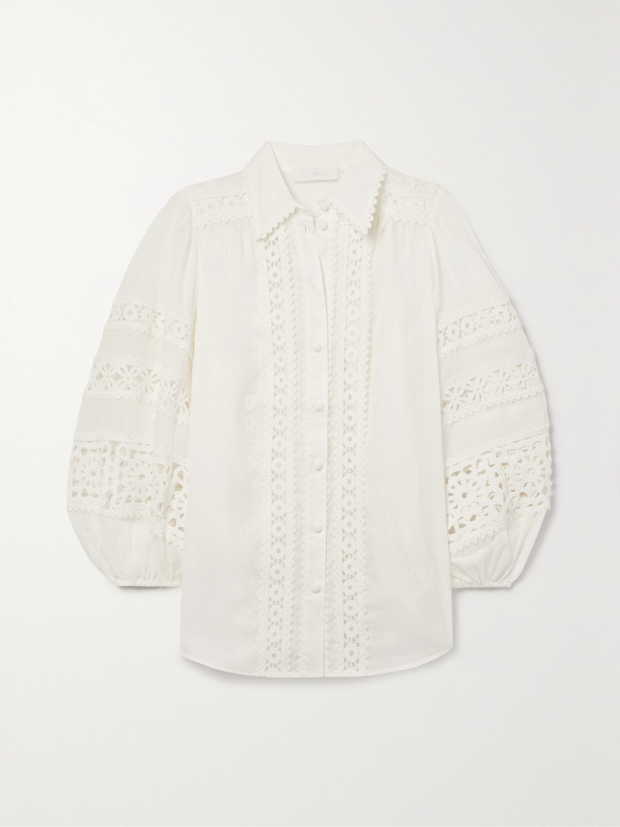 Zimmermann - Devi Crochet-paneled Ramie Blouse - Ivory