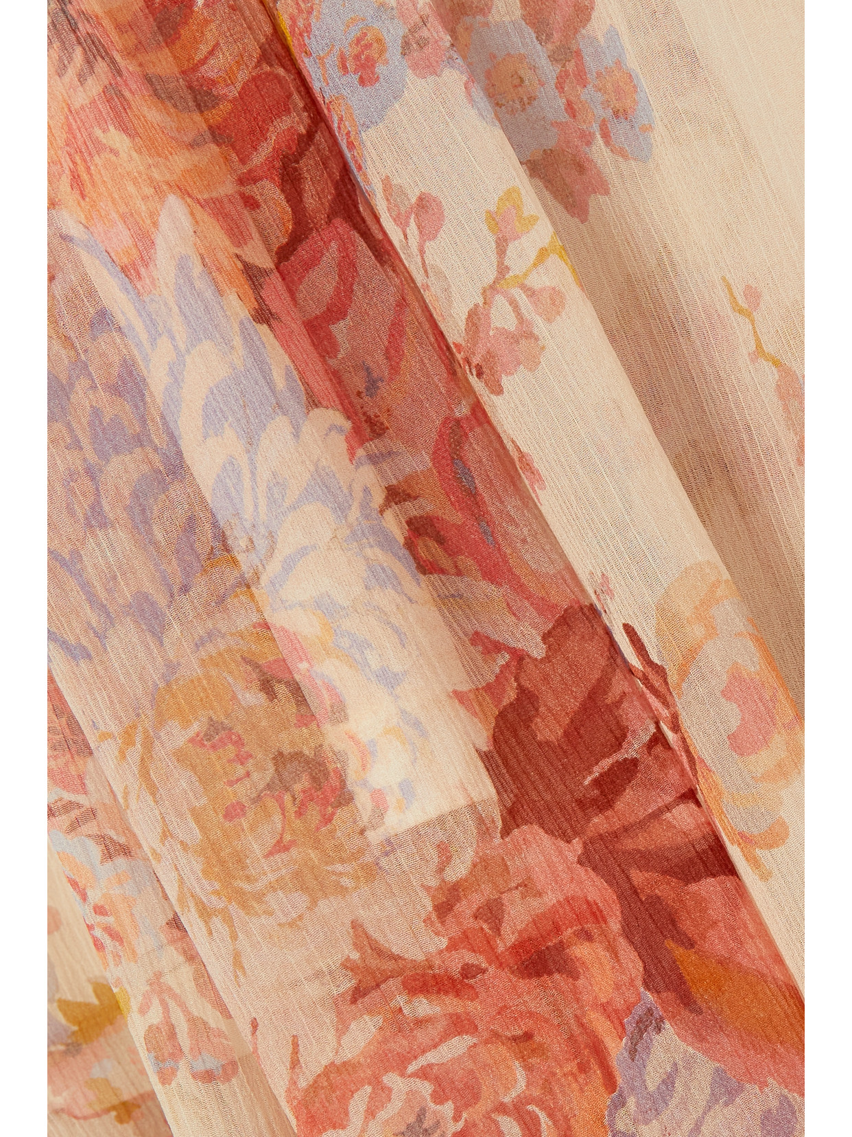 Shop Zimmermann Devi Gathered Floral-print Silk-chiffon Midi Dress In Red