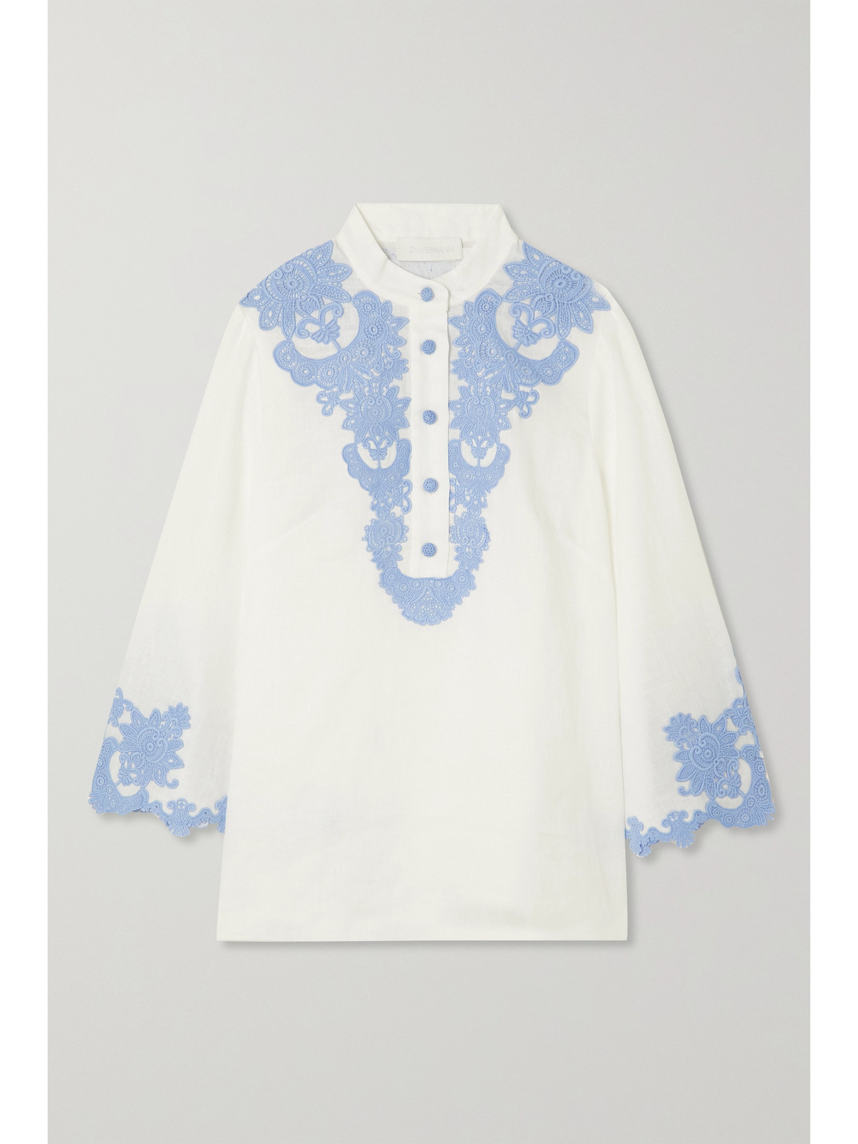 Zimmermann - Raie Guipure Lace-trimmed Linen Blouse - Ivory