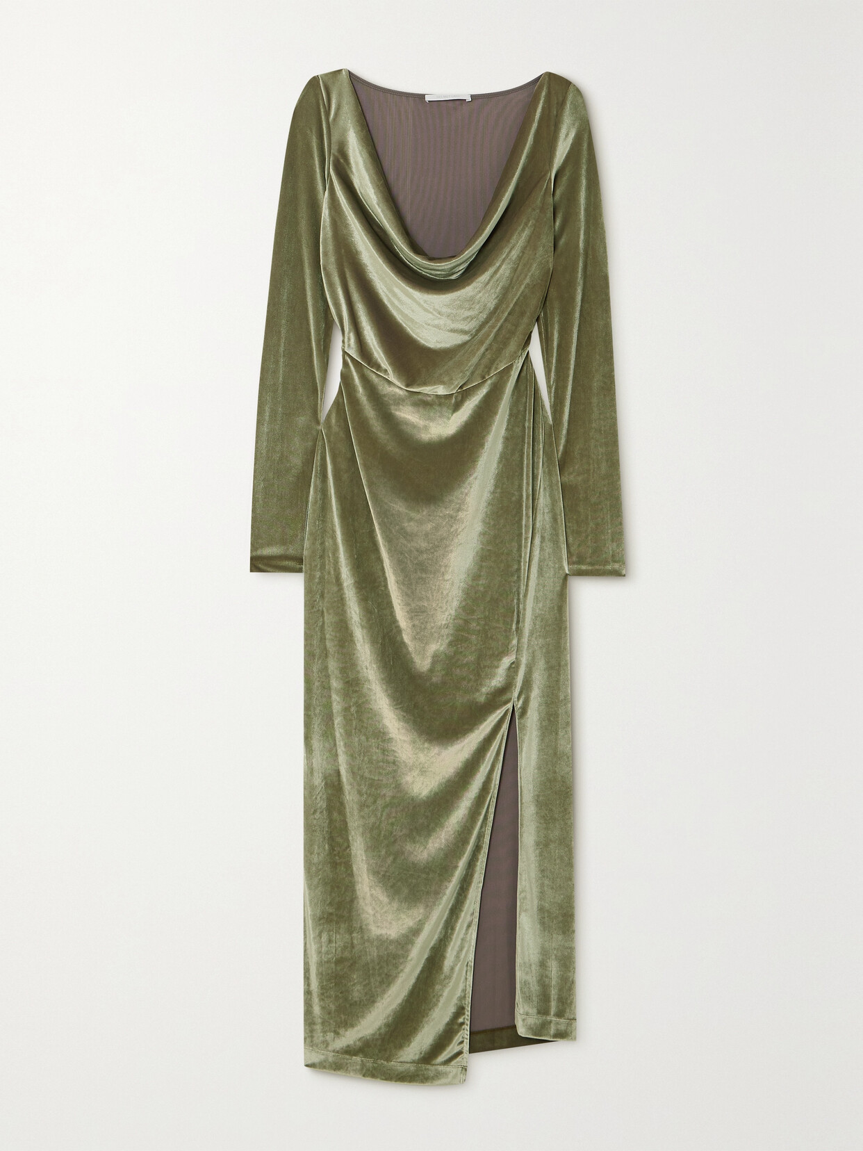 Helmut Lang - Asymmetric Draped Stretch-velvet Midi Dress - Green