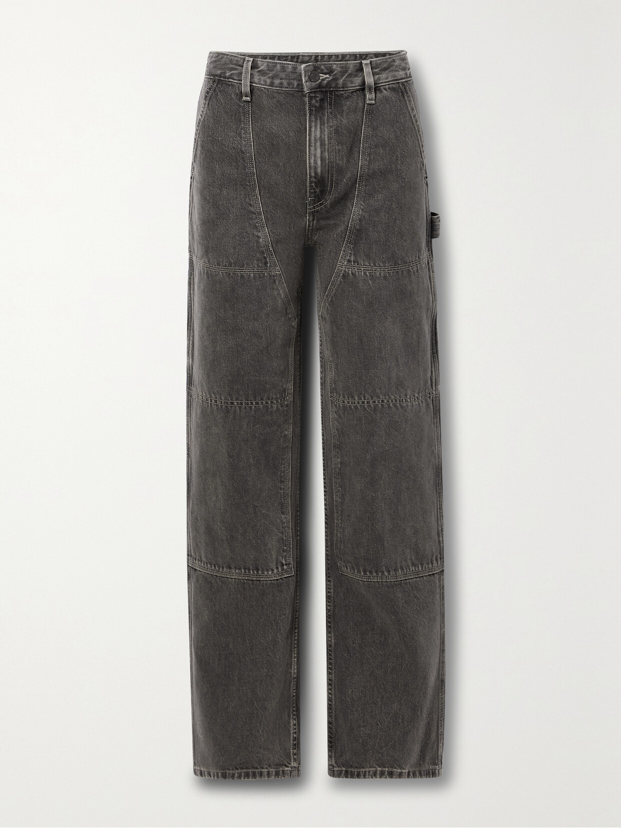 Helmut Lang - Carpenter Paneled High-rise Straight-leg Jeans - Gray