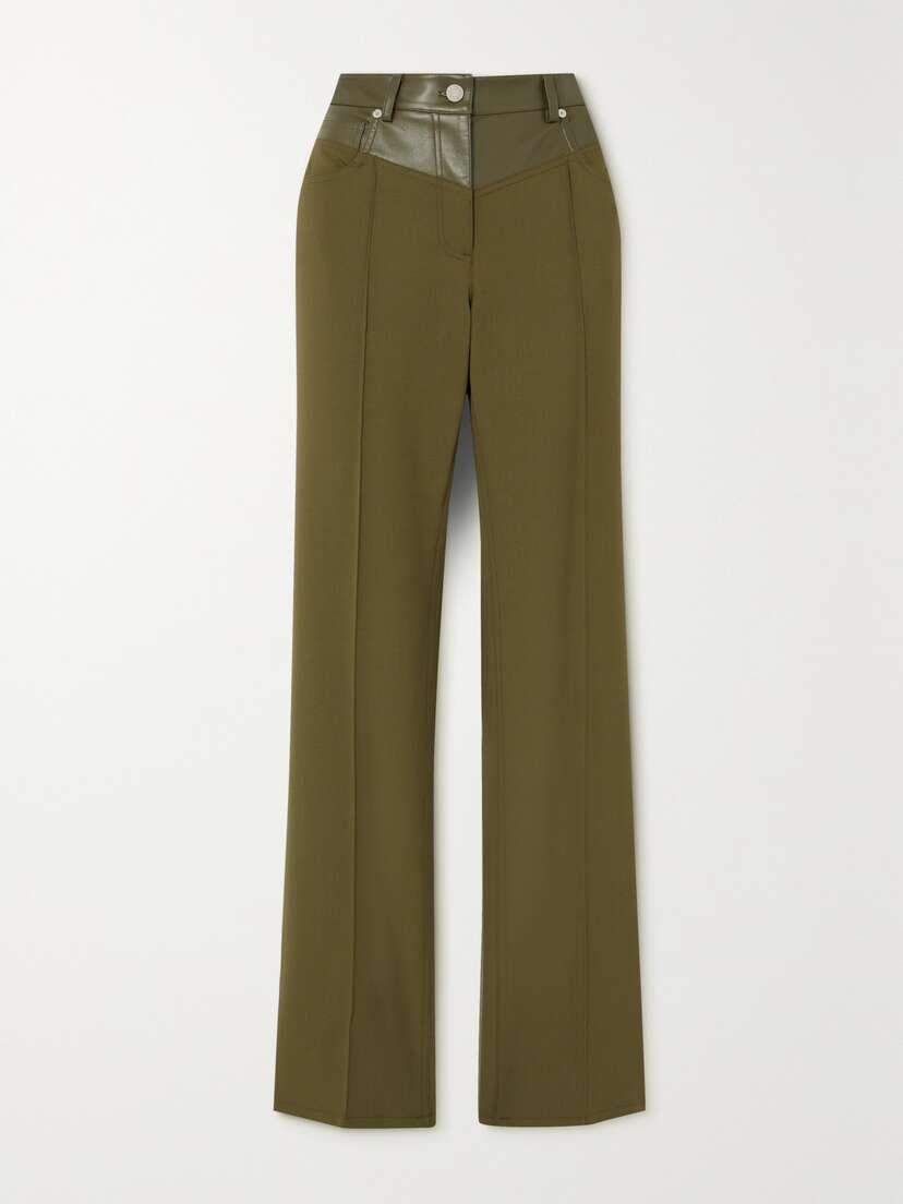 Helmut Lang Garter Leather-trimmed Twill Straight-leg Pants