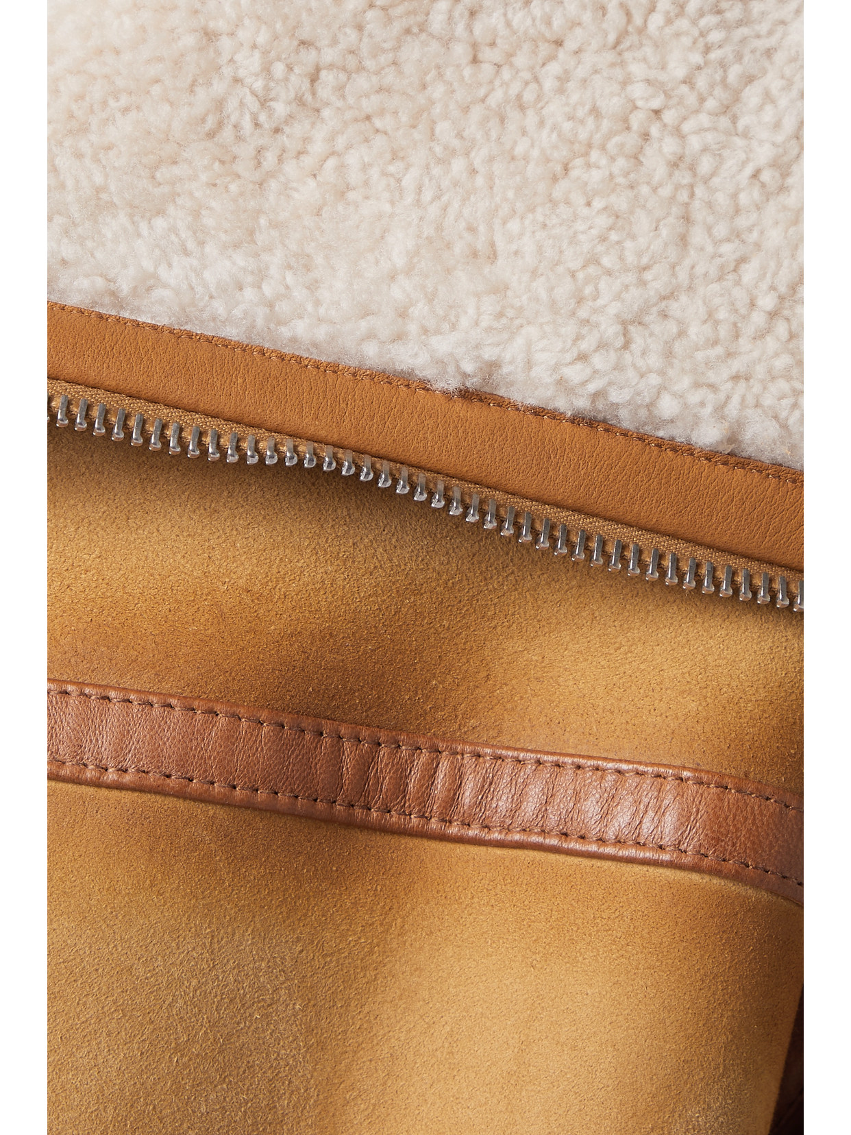 Halfboy Shearling Leather Coat In Brown