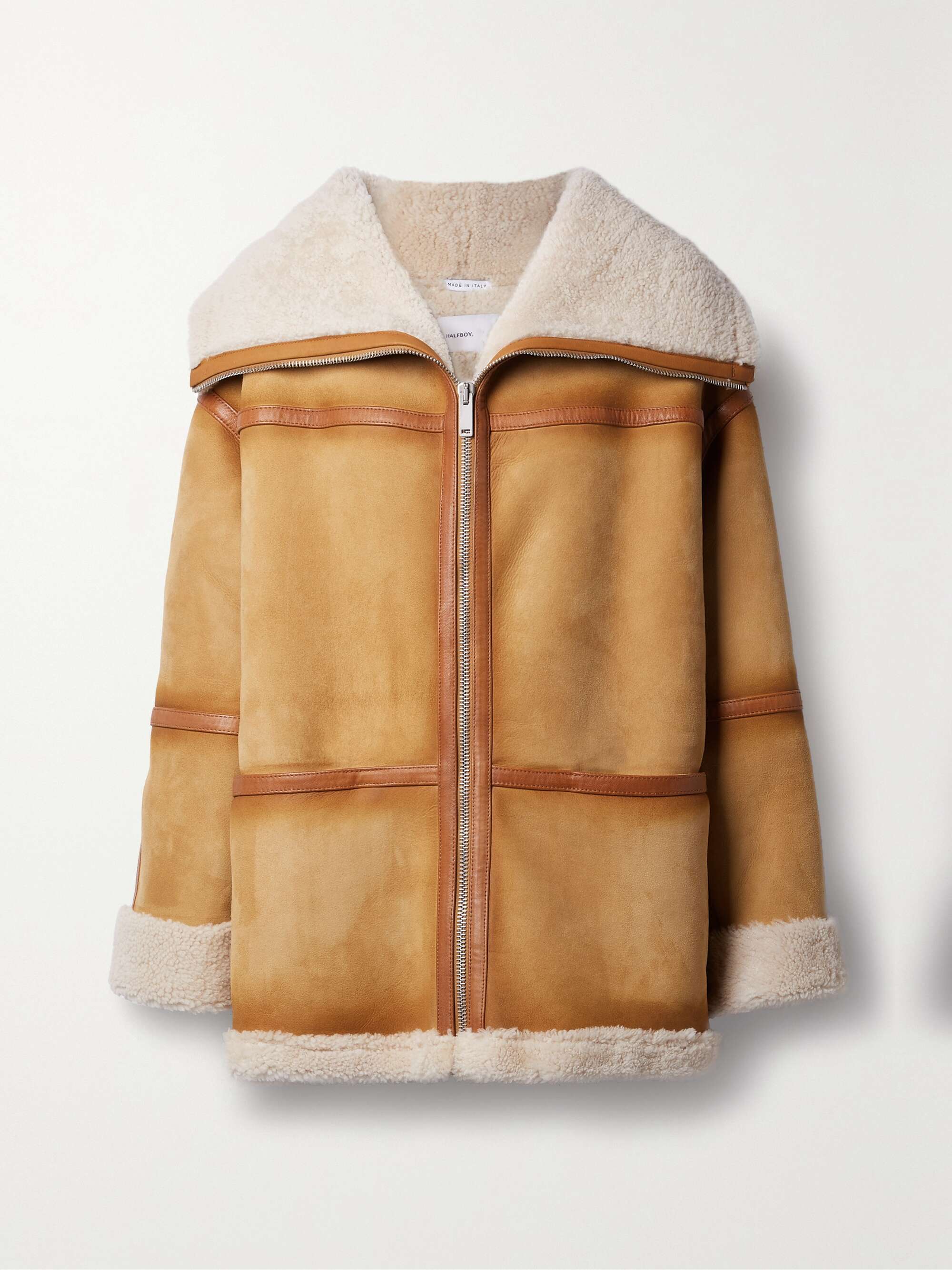 Tan Shearling jacket | HALFBOY | NET-A-PORTER