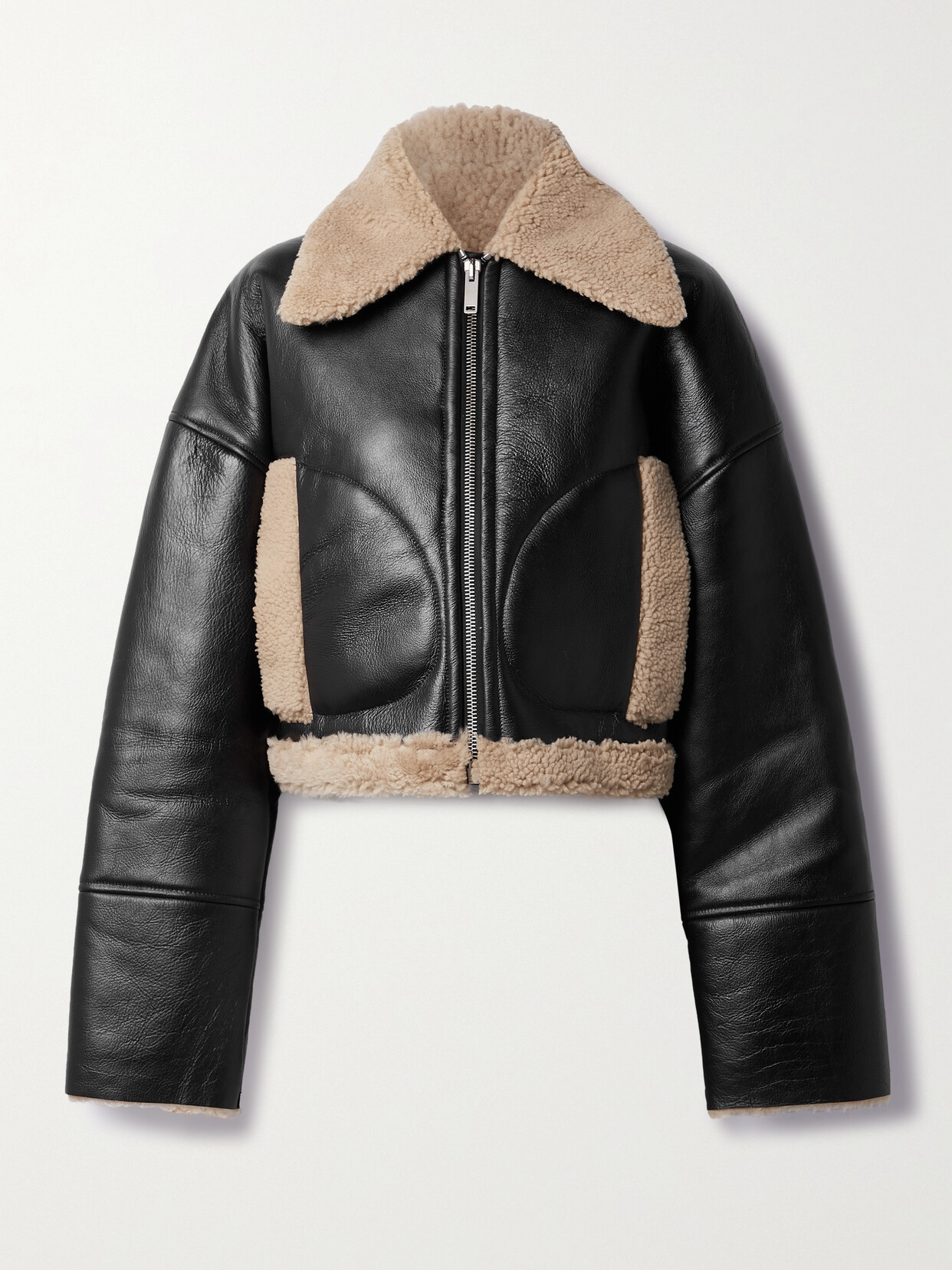 Halfboy Cropped Shearling Jacket In Black