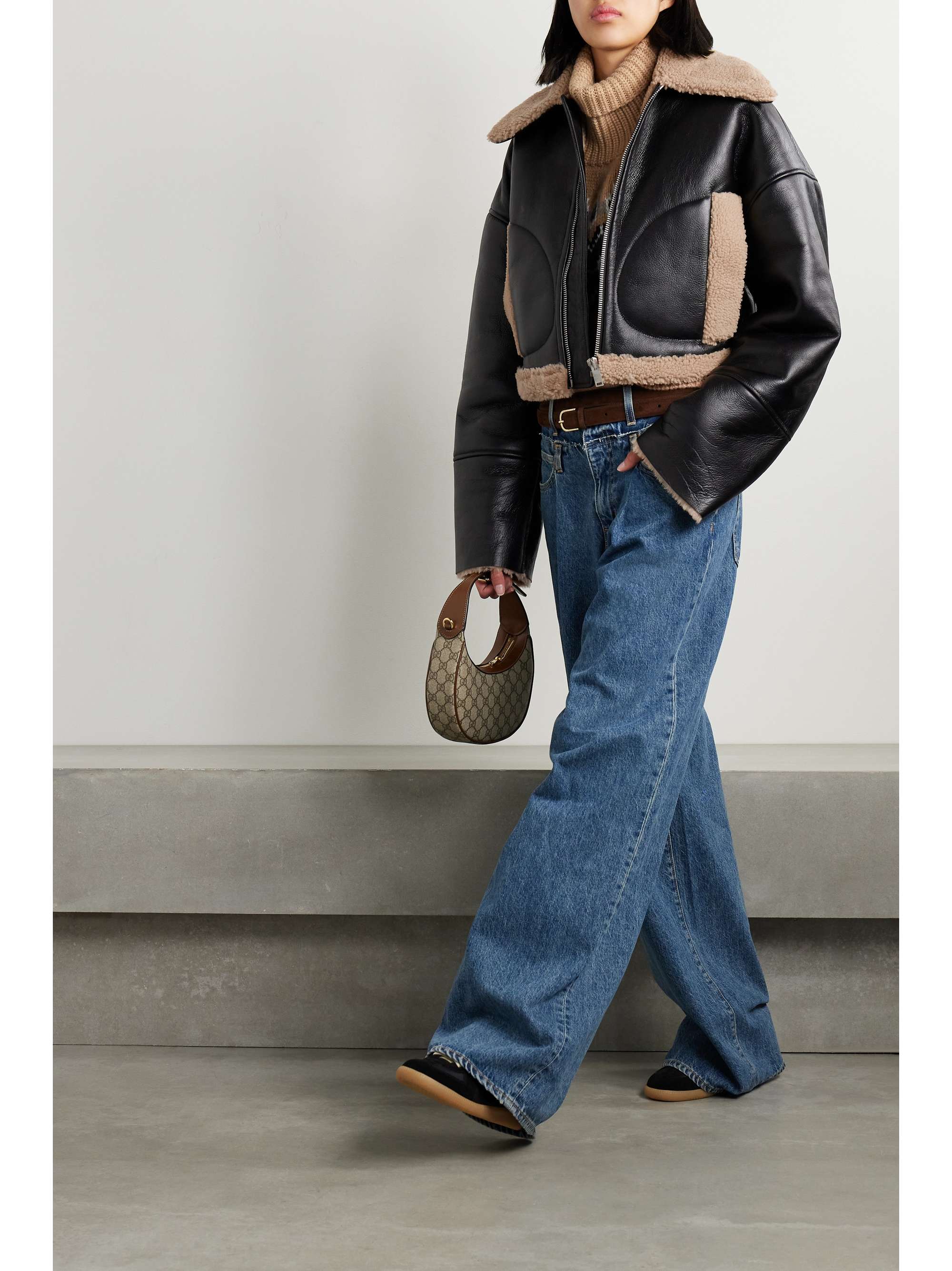 Cropped shearling jacket on sale