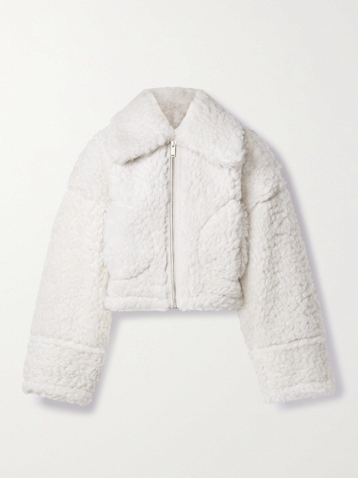 HALFBOY - Reversible Cropped Shearling Jacket - Off-white