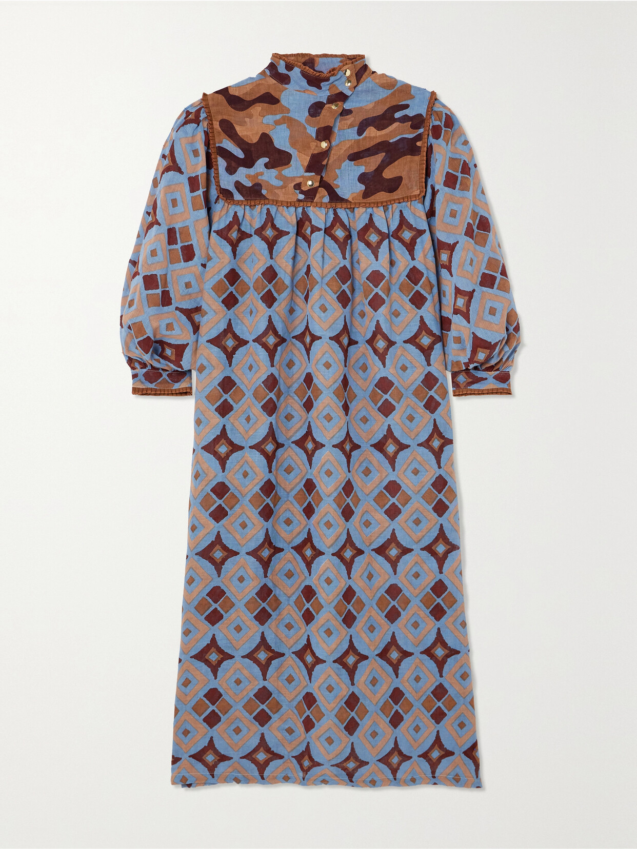Yvonne S Paneled Printed Linen Midi Dress