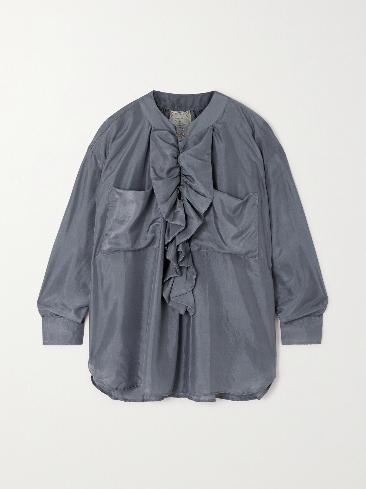 Yvonne S - Ruffled Silk Shirt - Gray