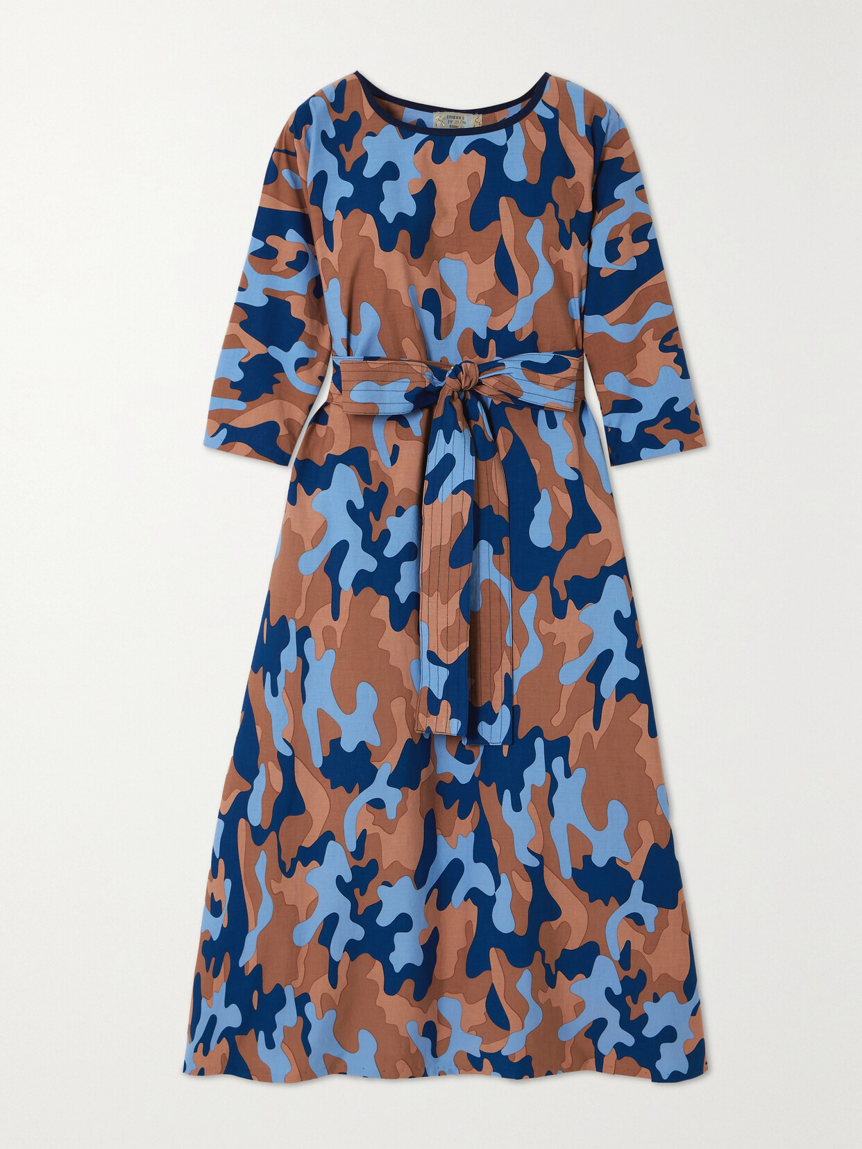 Yvonne S Belted Camouflage-print Cotton-poplin Midi Dress