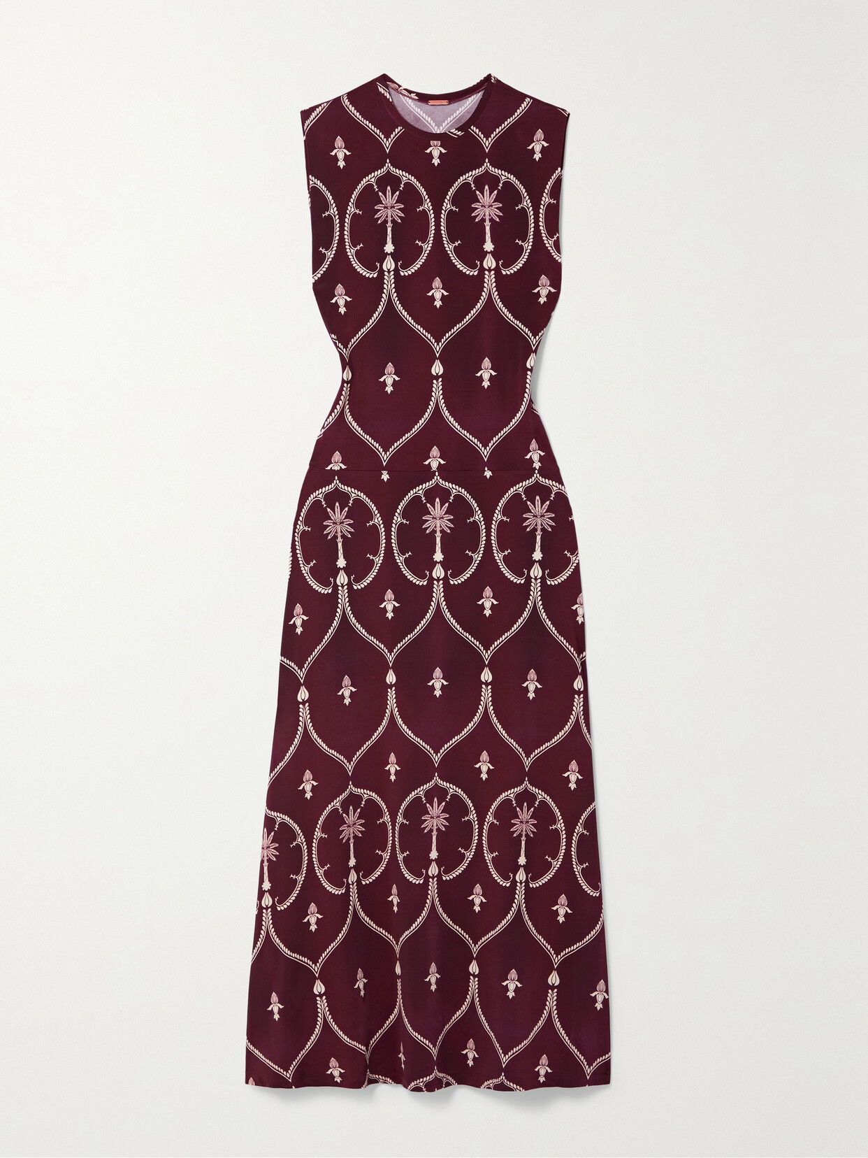 Johanna Ortiz - Printed Stretch-jersey Midi Dress - Burgundy