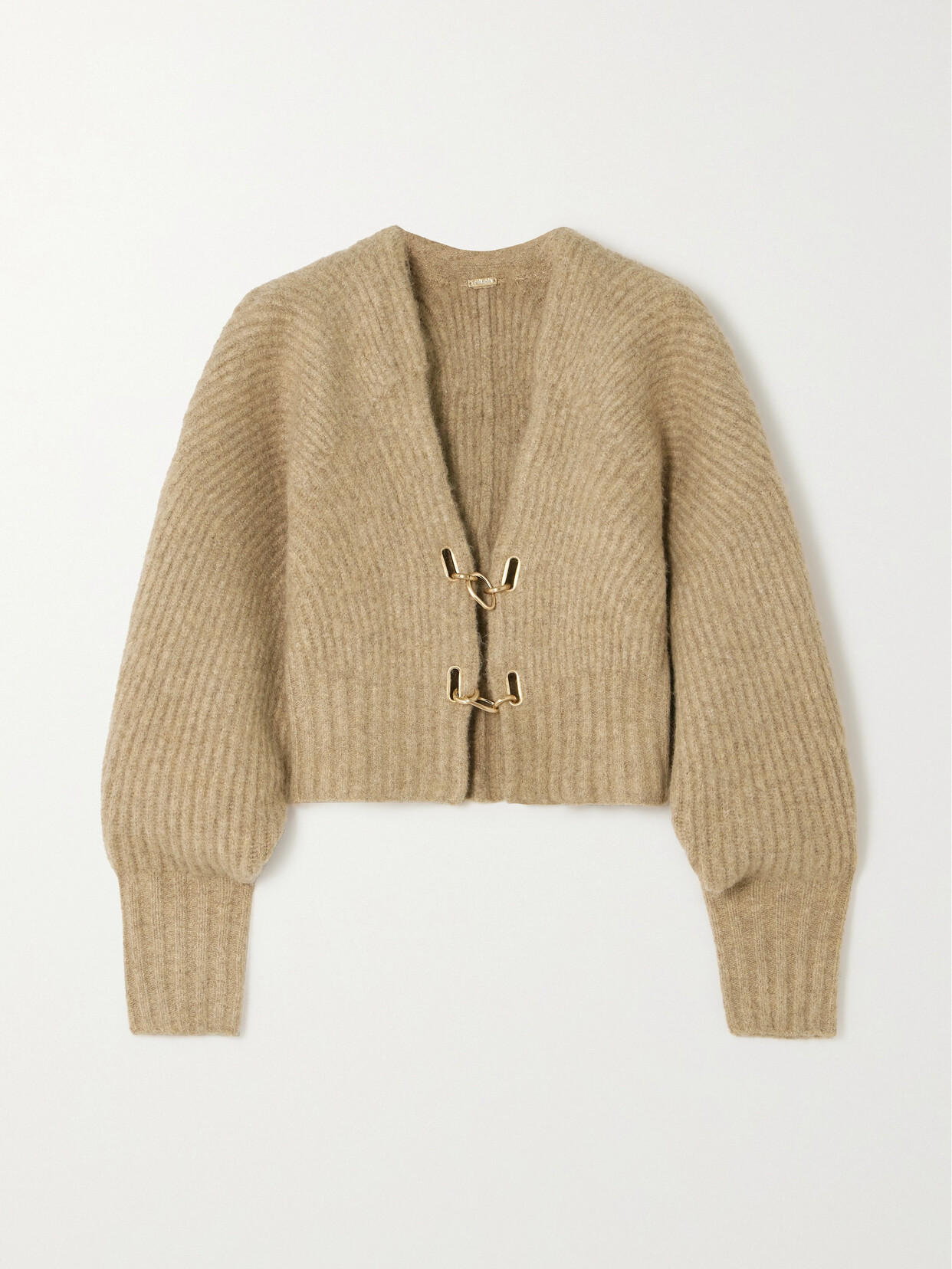 Cult Gaia Casella Ribbed-knit Cropped Cardigan In Cream