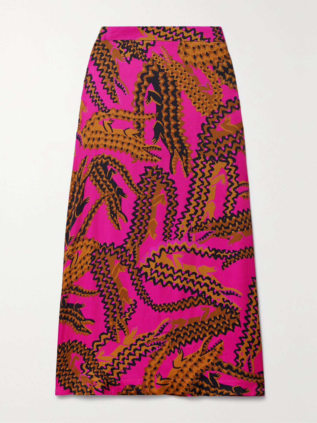 Farm Rio - Printed Satin Midi Skirt - Pink