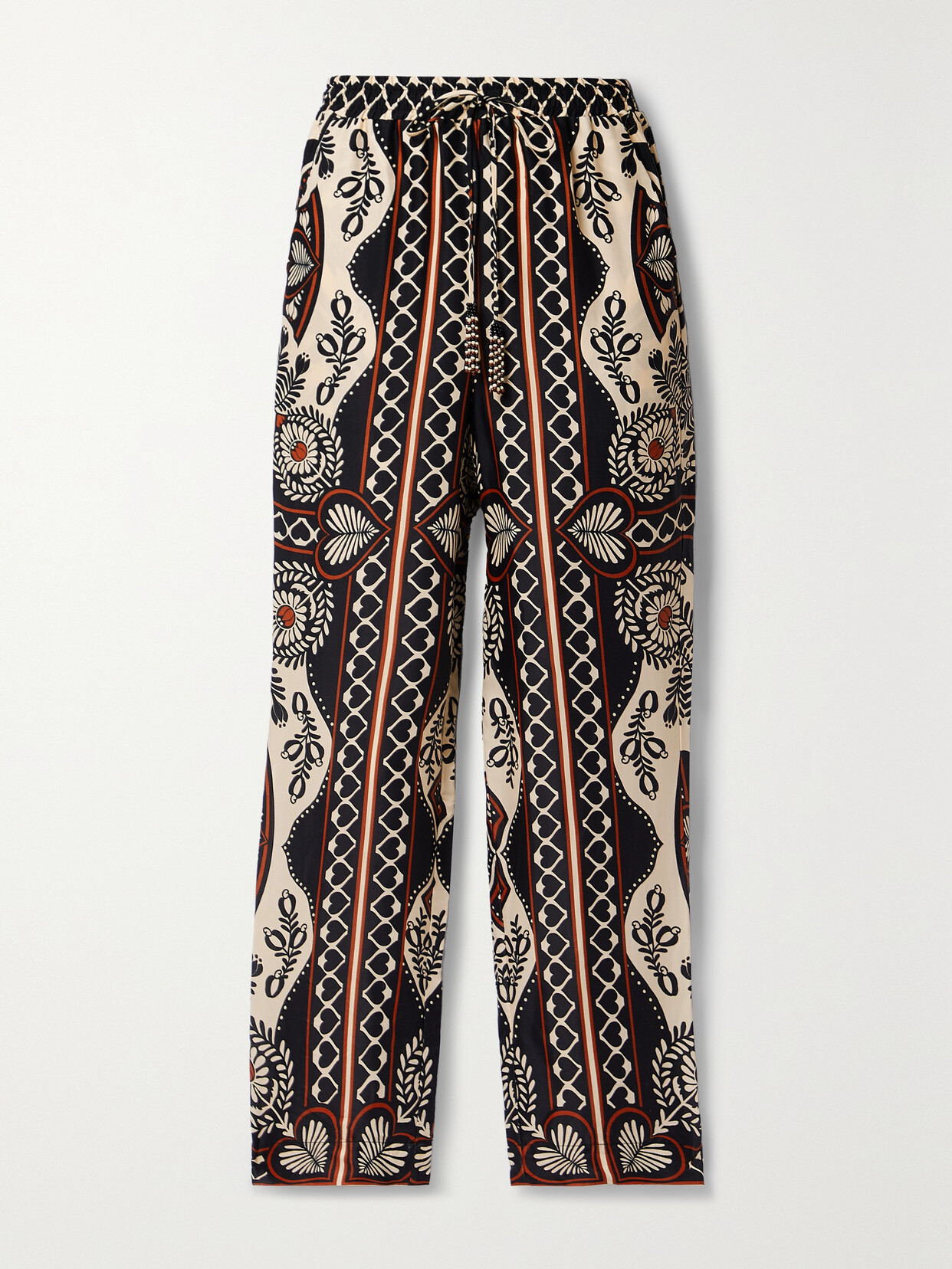 Farm Rio - Cropped Printed Twill Straight-leg Pants - Black