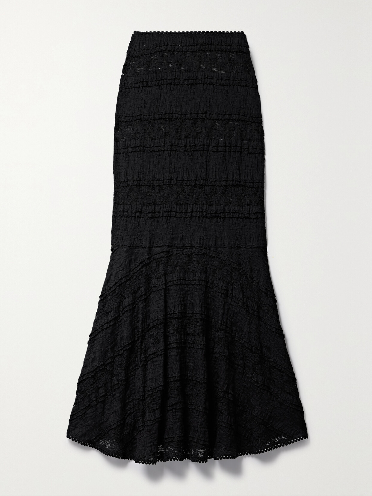 Charo Ruiz - Stretch-lace And Gauze Maxi Skirt - Black