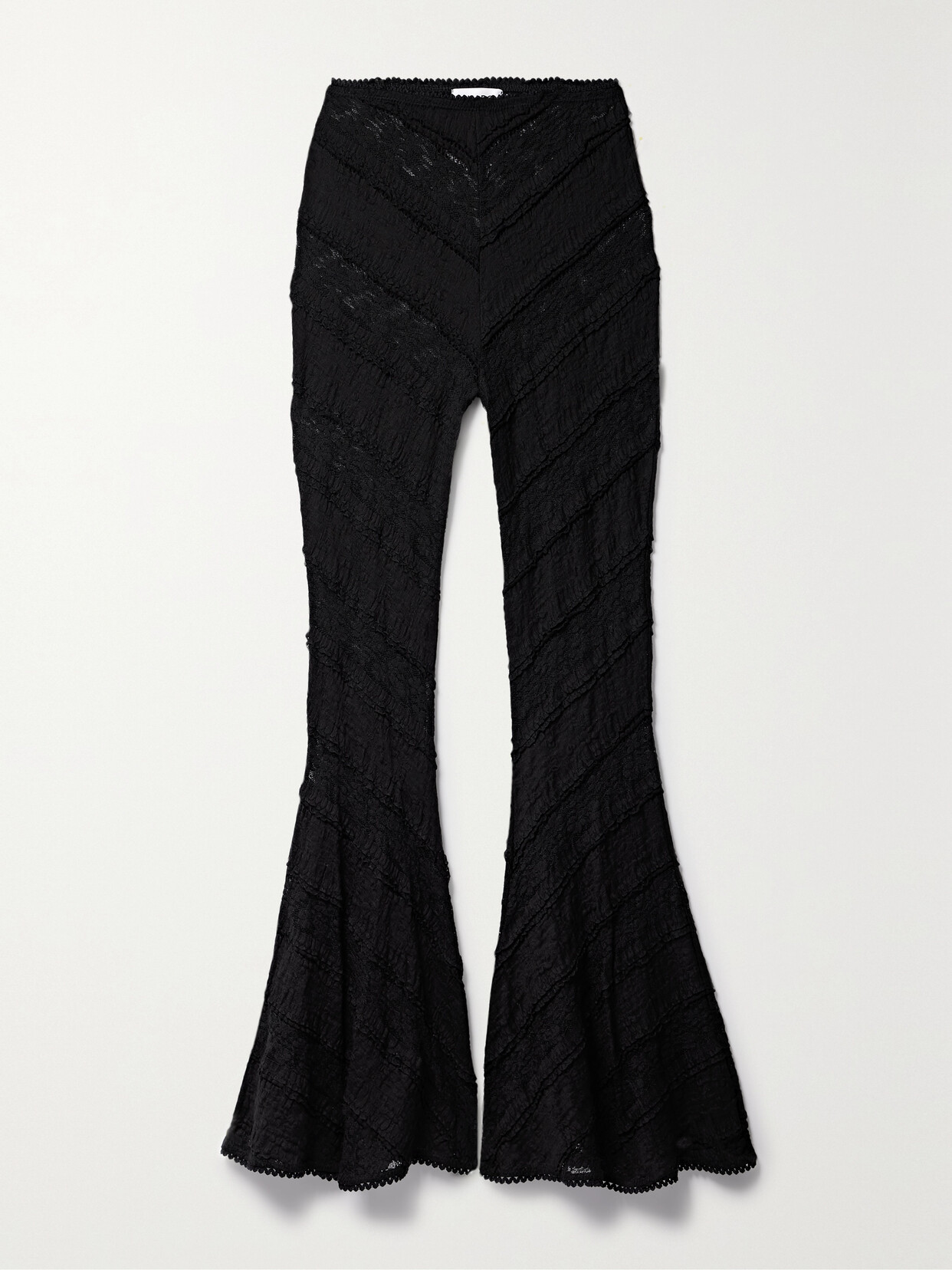 Charo Ruiz - Galit Paneled Stretch-lace And Gauze Flared Pants - Black