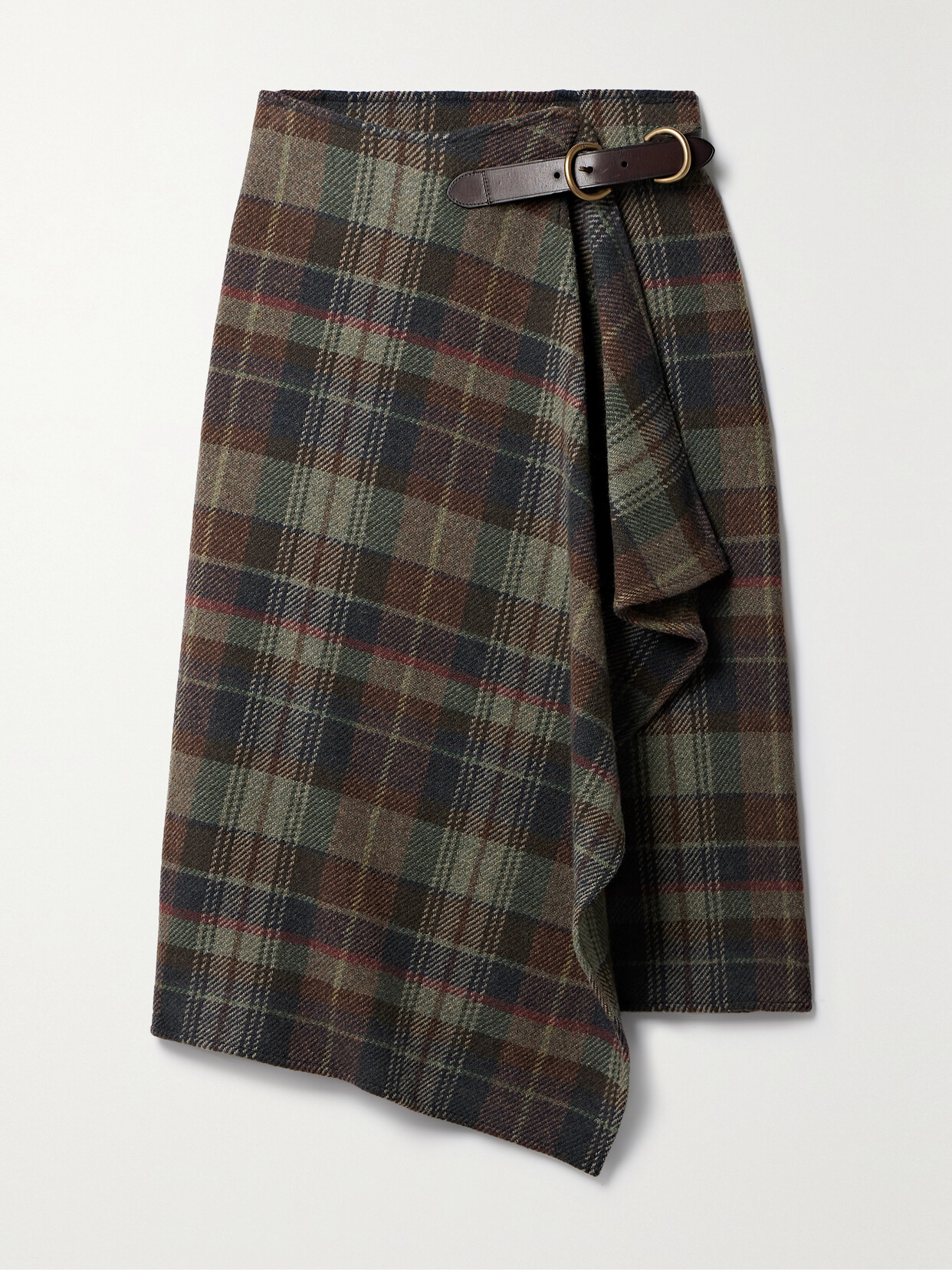 Polo Ralph Lauren - Leona Belted Checked Recycled Wool-blend Wrap Skirt - Multi