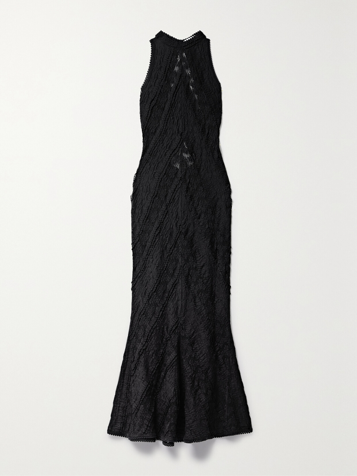 Charo Ruiz Kivah Cutout Paneled Stretch-lace And Gauze Maxi Dress - Black