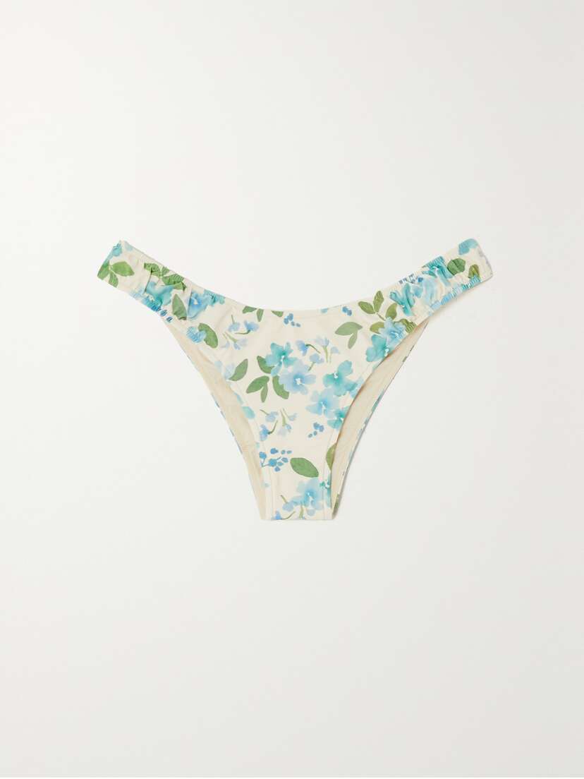 Peony + Net Sustain Curve Ruched Stretch-econyl Bikini Briefs