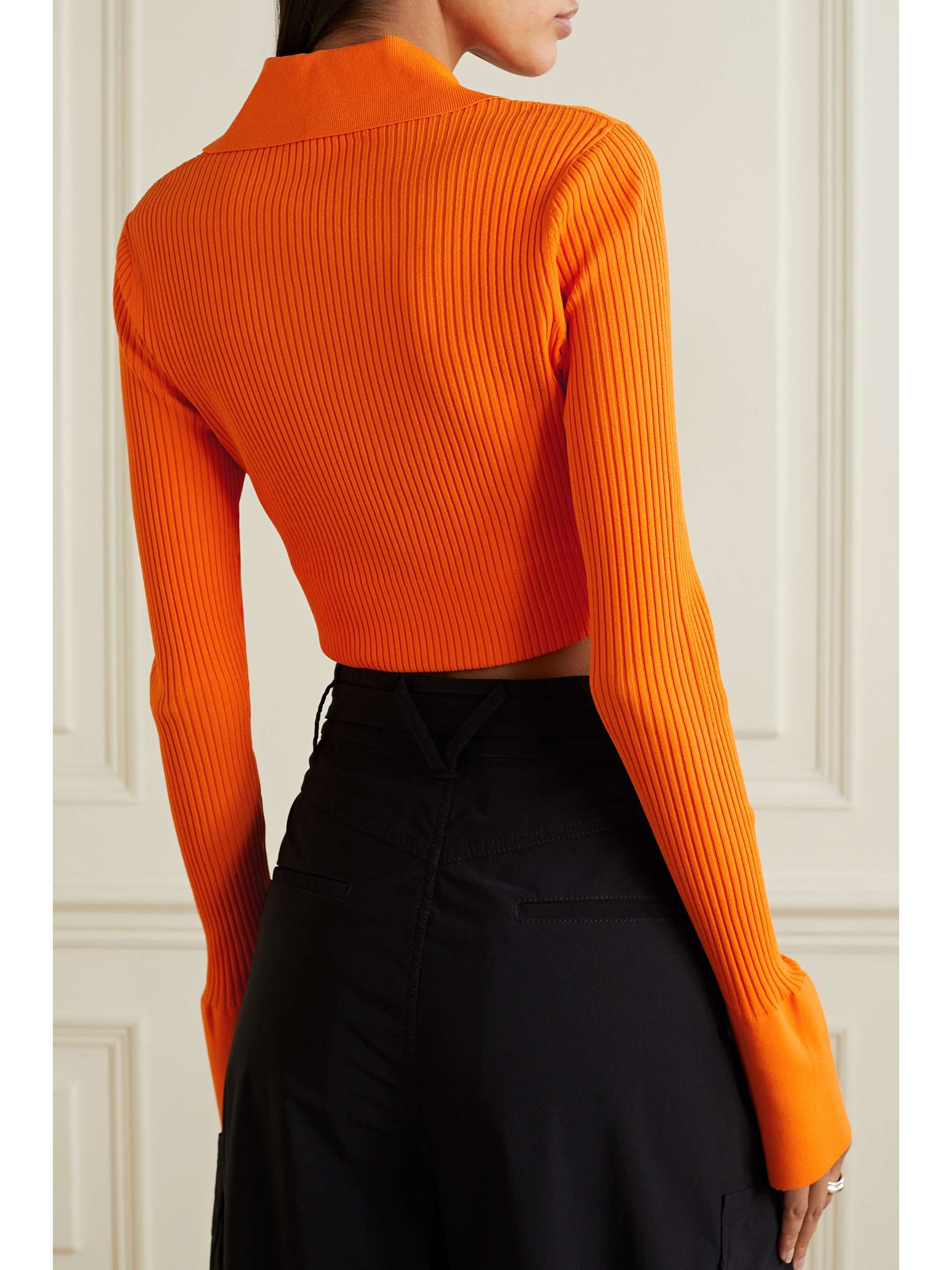 A.L.C. Ashlyn cropped gathered ribbed-knit top